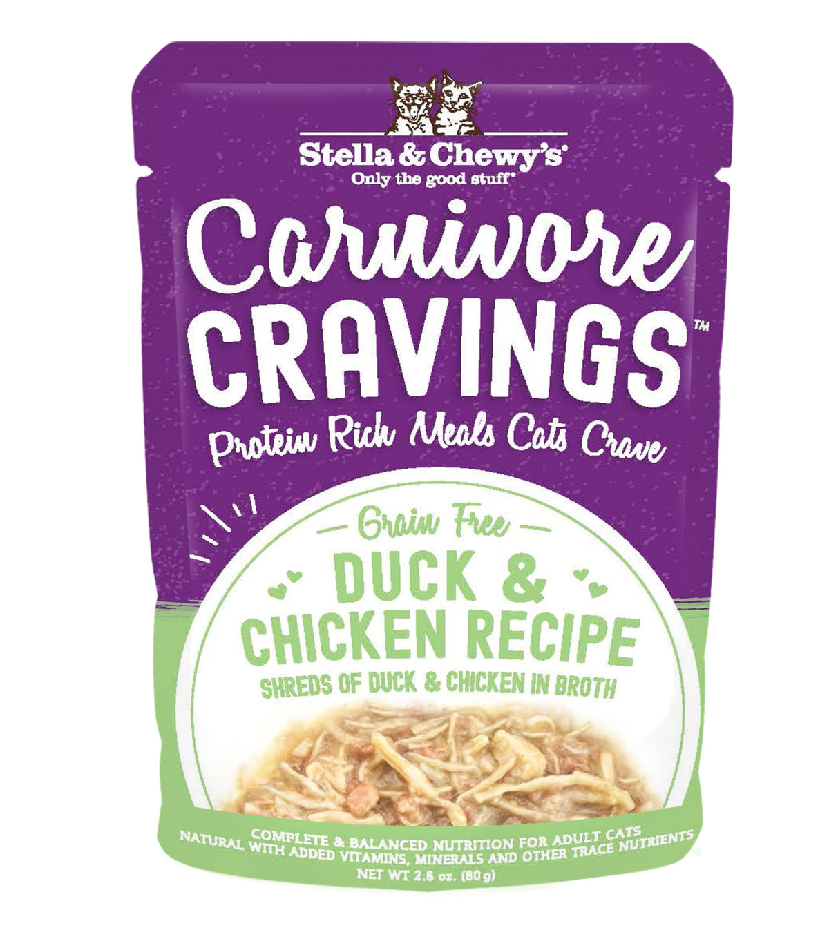 Stella & Chewy’S Carnivore Cravings Wet Cat Food Pouches - Grain Free, Protein Rich Meal, Topper Or Treat - Duck & Chicken Recipe (2.8 Ounce Pouches, Case Of 24)