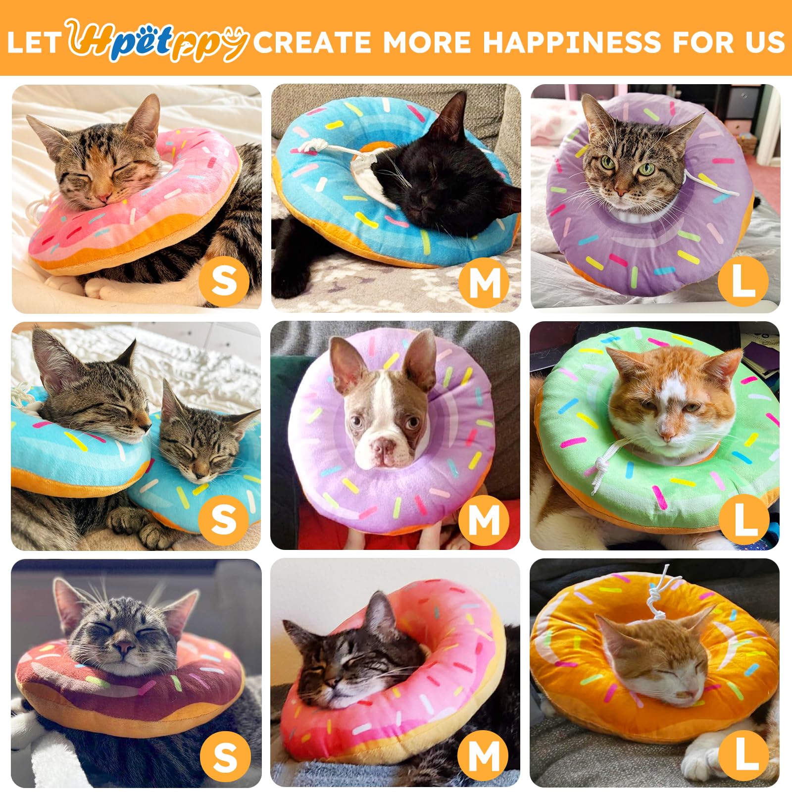 Hpetppy Cat Cone Collar Soft, Cat Recovery Collar for Wound Healing Cute Donut Adjustable Kittens Cones to Stop Licking Comforta