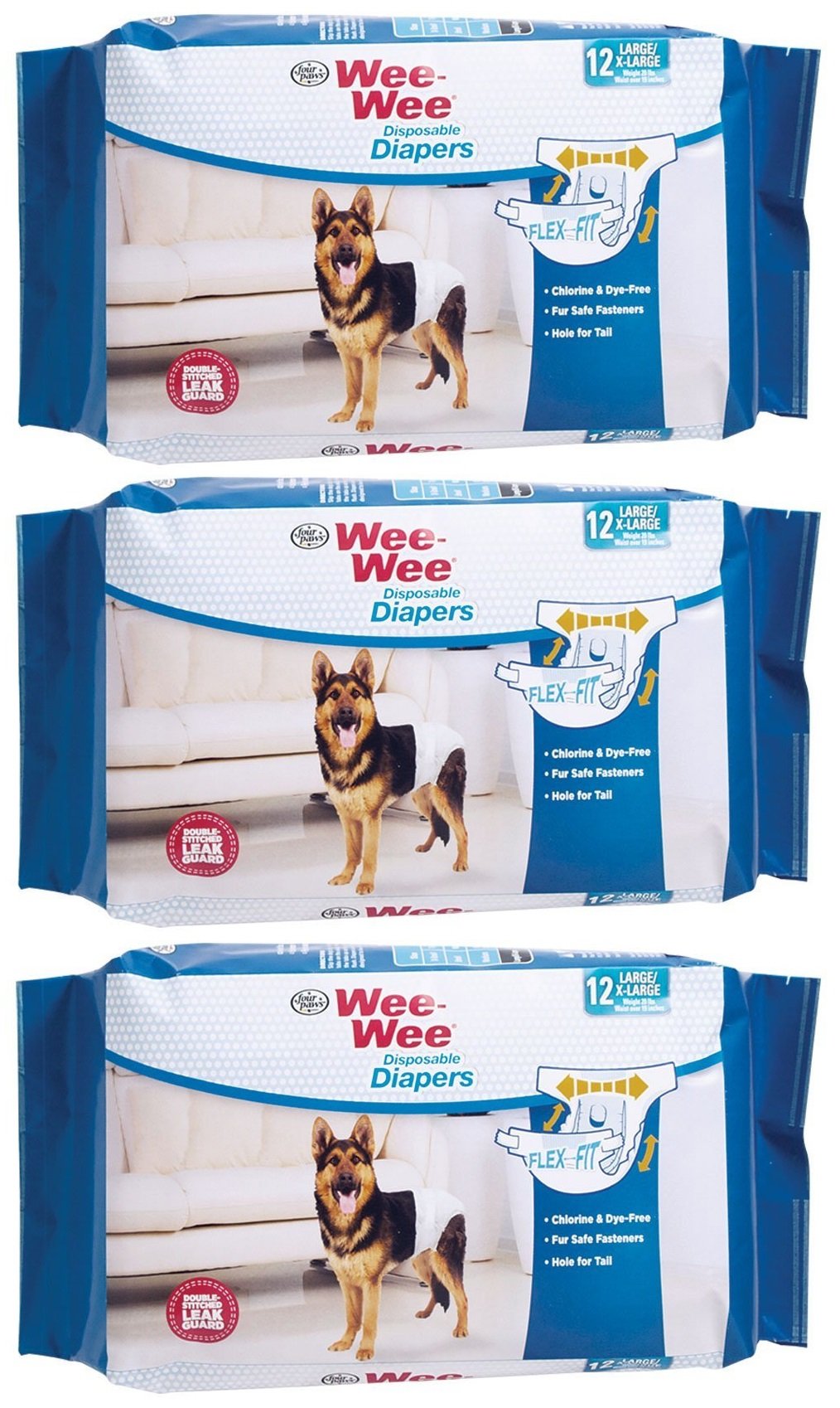 (3 Pack) Wee-Wee Products Disposable Dog Diapers Large/Xl3