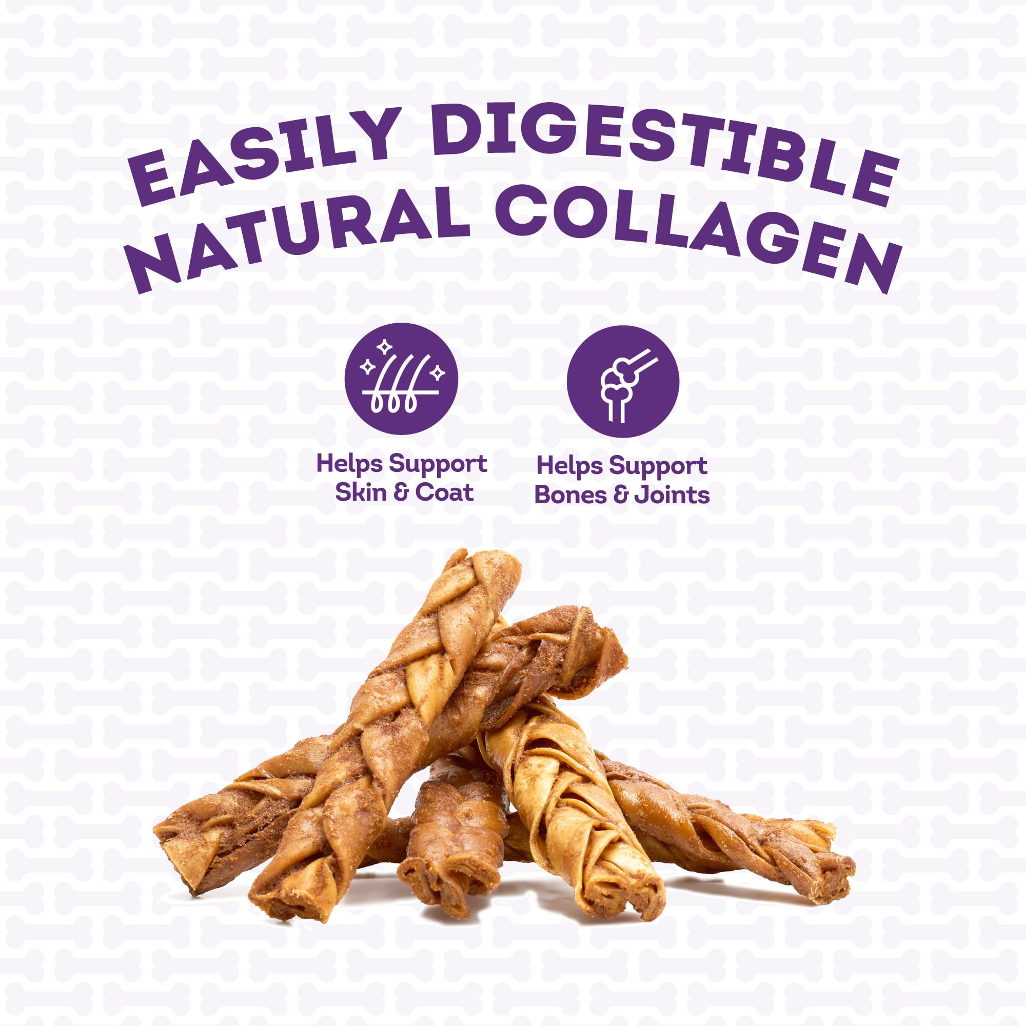 Treatly USA Collagen Braids 6-7 Dog Chew Treats - Chicken Meat Flavor, 6 Count/1 Pack