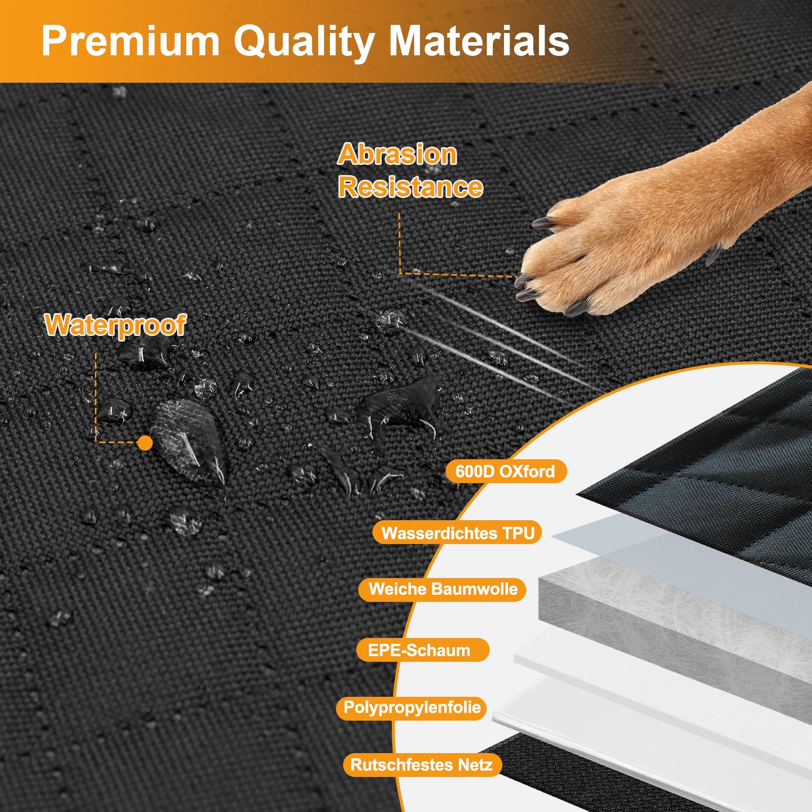 Honest Back Seat Extender For Dogs - Dog Car Hammock With Hard Bottom, 400Lbs Capacity, Waterproof, Standard, Black