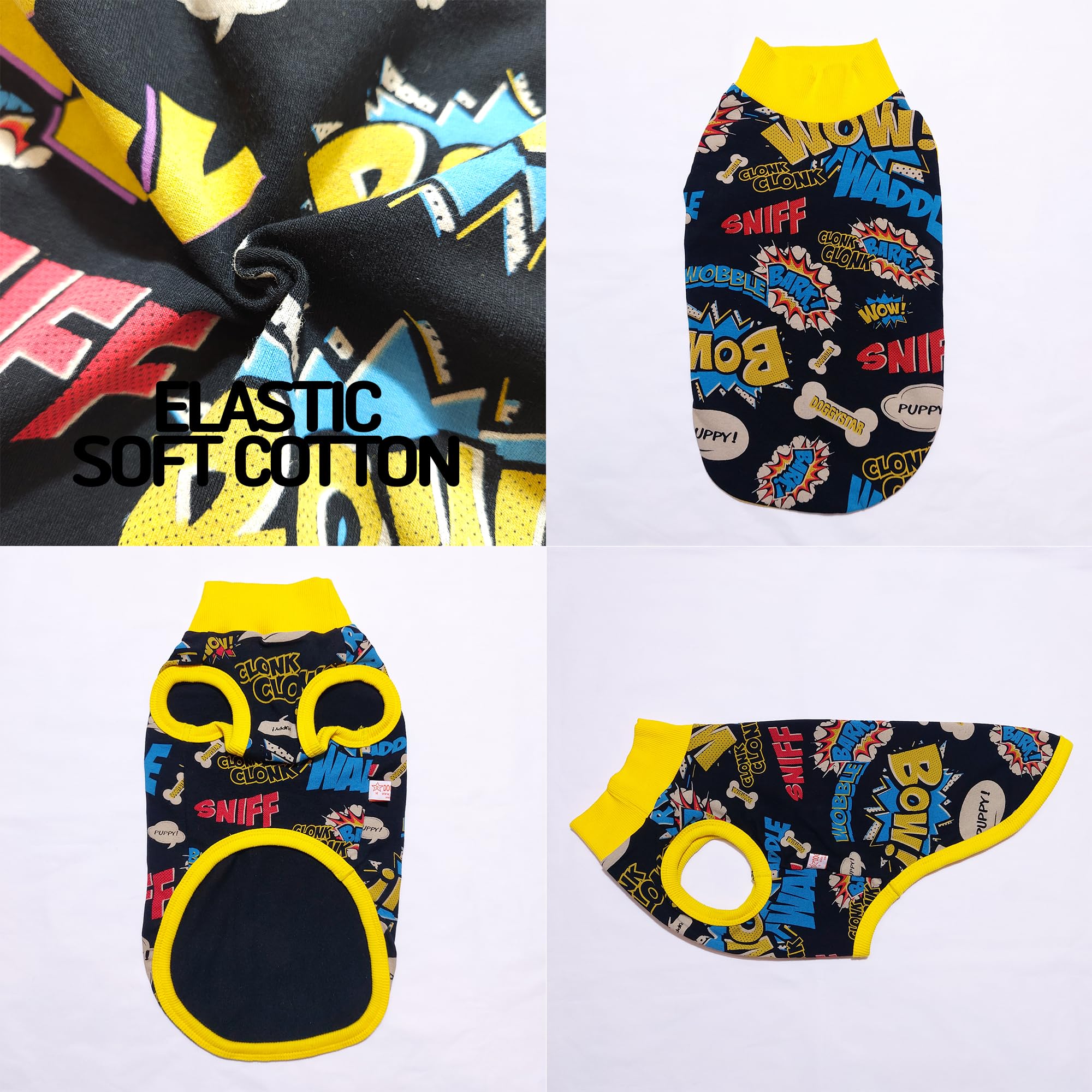 D Doggy Star Dachshund Clothes For Dogs Mini And Adults T Shirts (S,Comic Black)