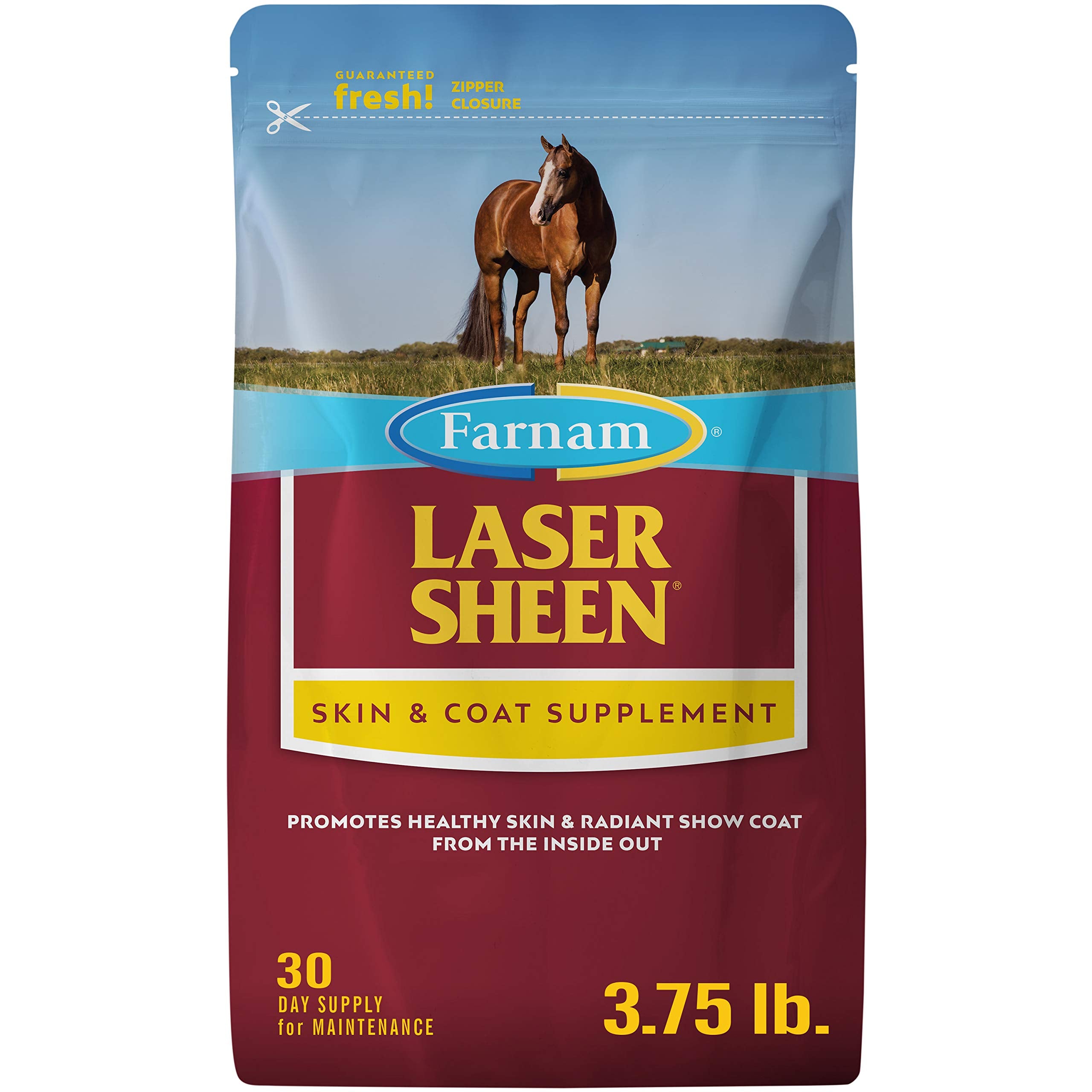 Farnam Laser Sheen Skin & Coat Supplement for Horses, Promotes Healthy Skin & Radiant Coat from The Inside Out, 3.75 Pounds 30 D