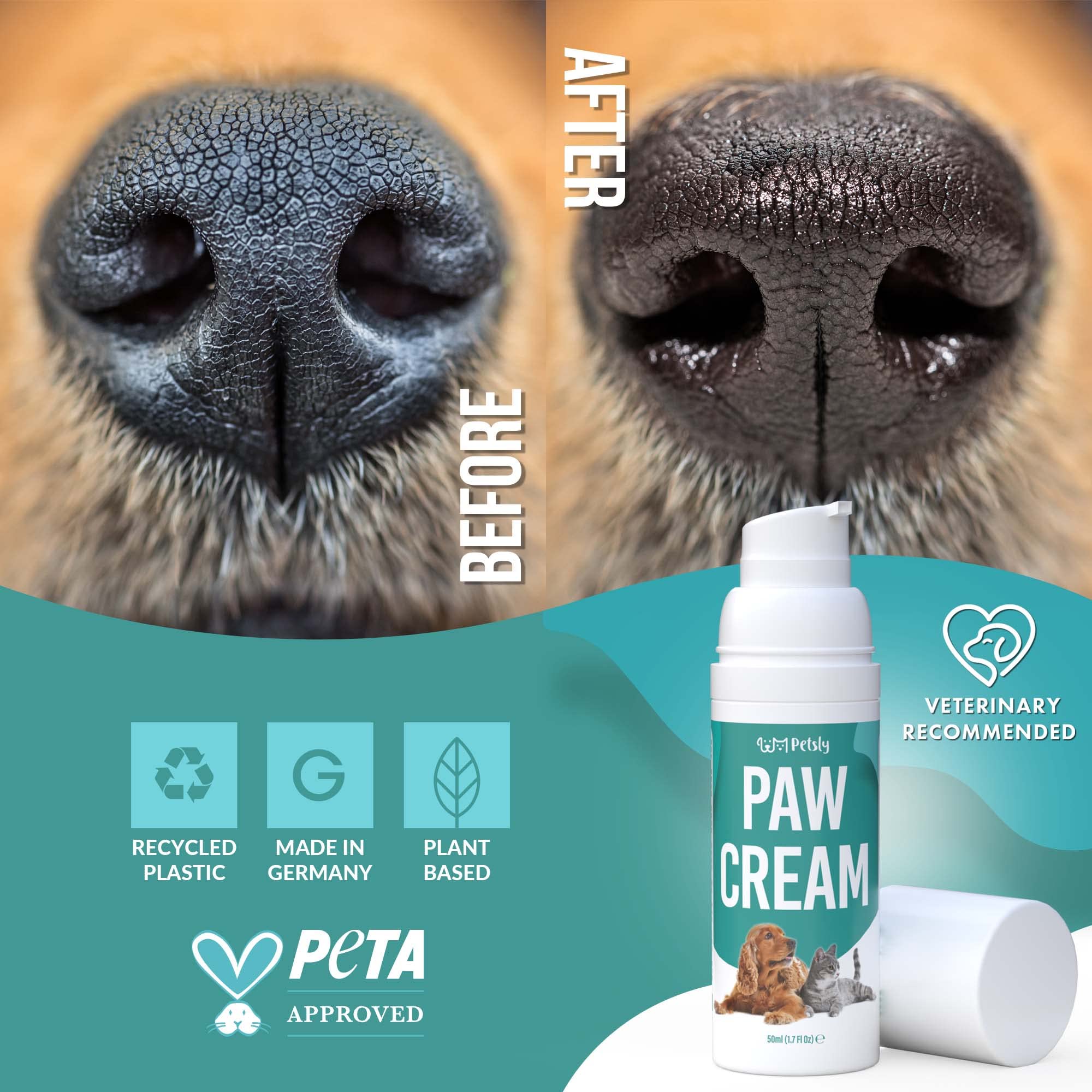 Petsly Cat & Dog Paw Balm - Moisturizes, Soothes, Protects Against Snow, Salt, Cracked Paws - 100% Organic & Natural, Fragrance
