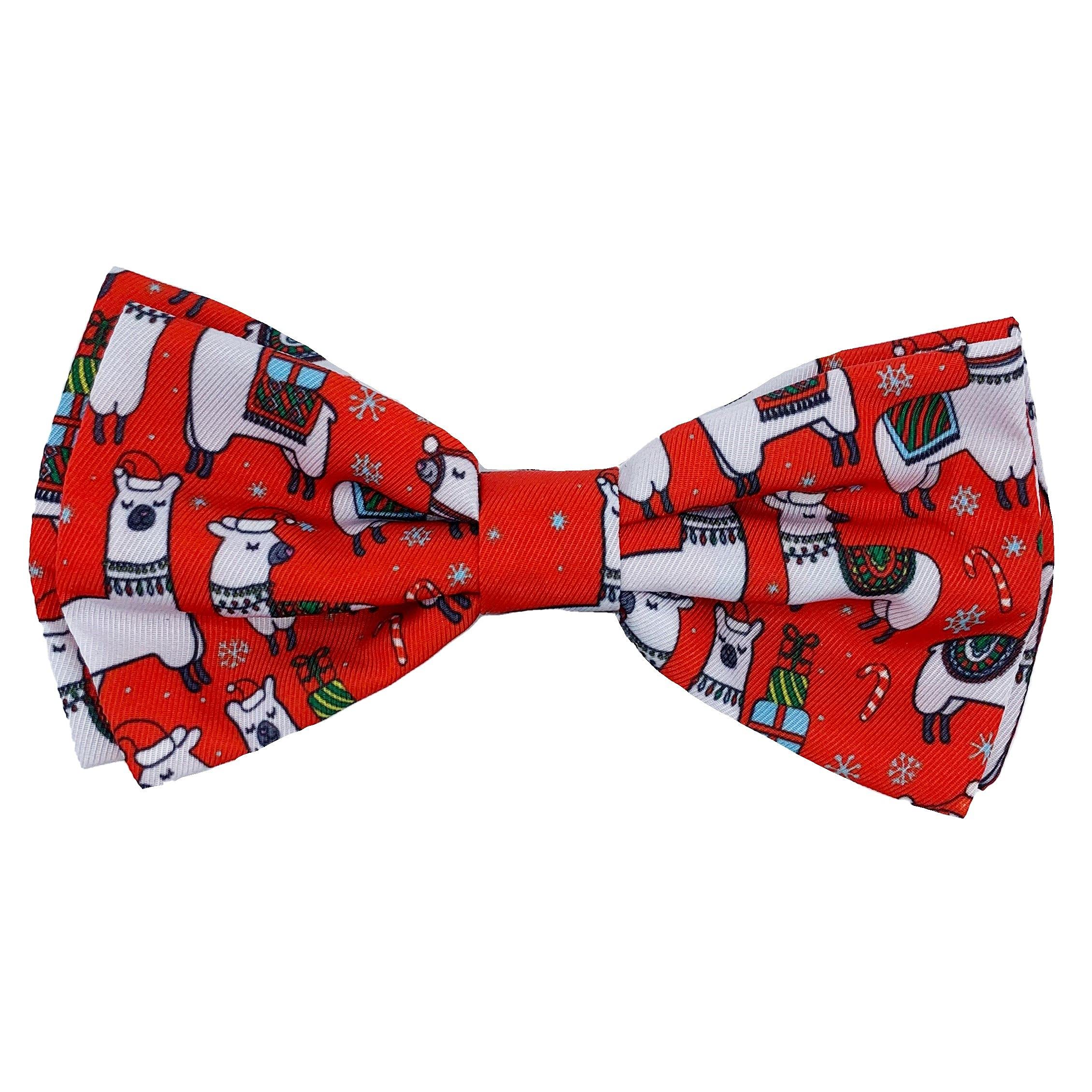 Huxley & Kent Bow Tie For Pets | Merry Llamas (Small) | Christmas Holiday Bow Tie Collar Attachment | Fun Bow Ties For Dogs & Ca
