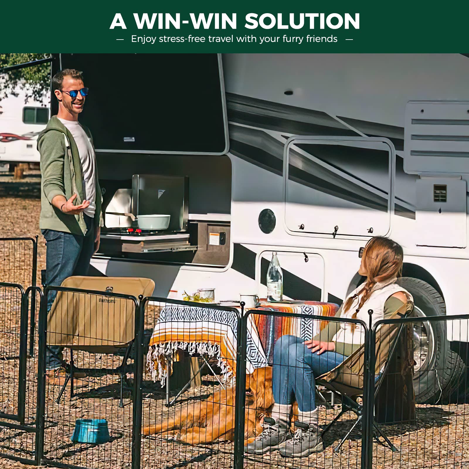 Fxw Rollick Dog Playpen For Yard, Rv Camping, 40 Inch 24 Panels For Medium And Large Dogs│Patented