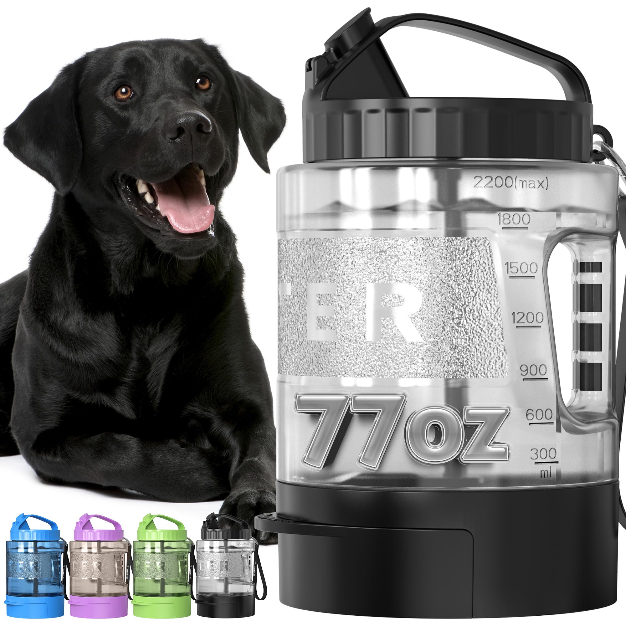 Dog Water Bottle Travel Bowl, 77oz Large Portable Dog Water Bowl Dispenser, Leakproof Pet Drinking Bottle Dispenser for Hiking C