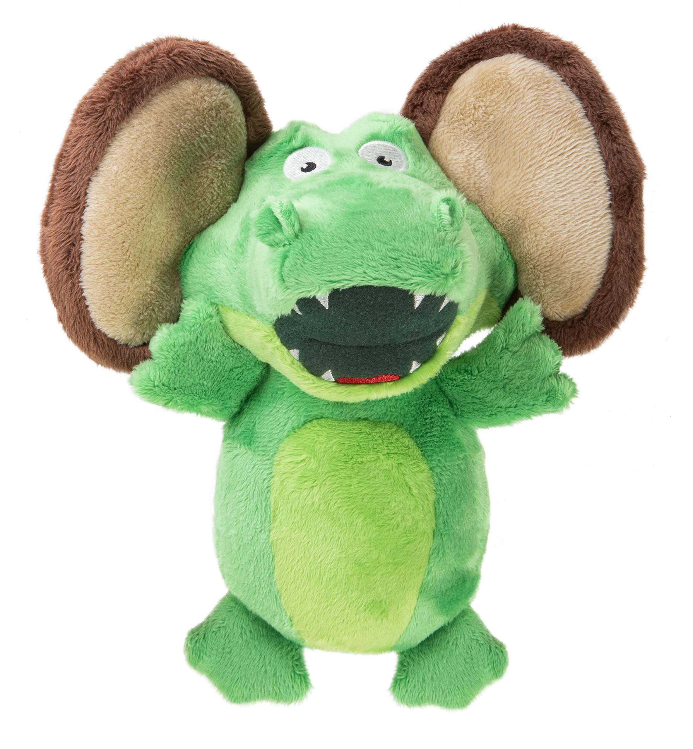 Godog Flips Gator-Monkey Silent Squeak Plush Dog Toy, Chew Guard Technology - Green, Large