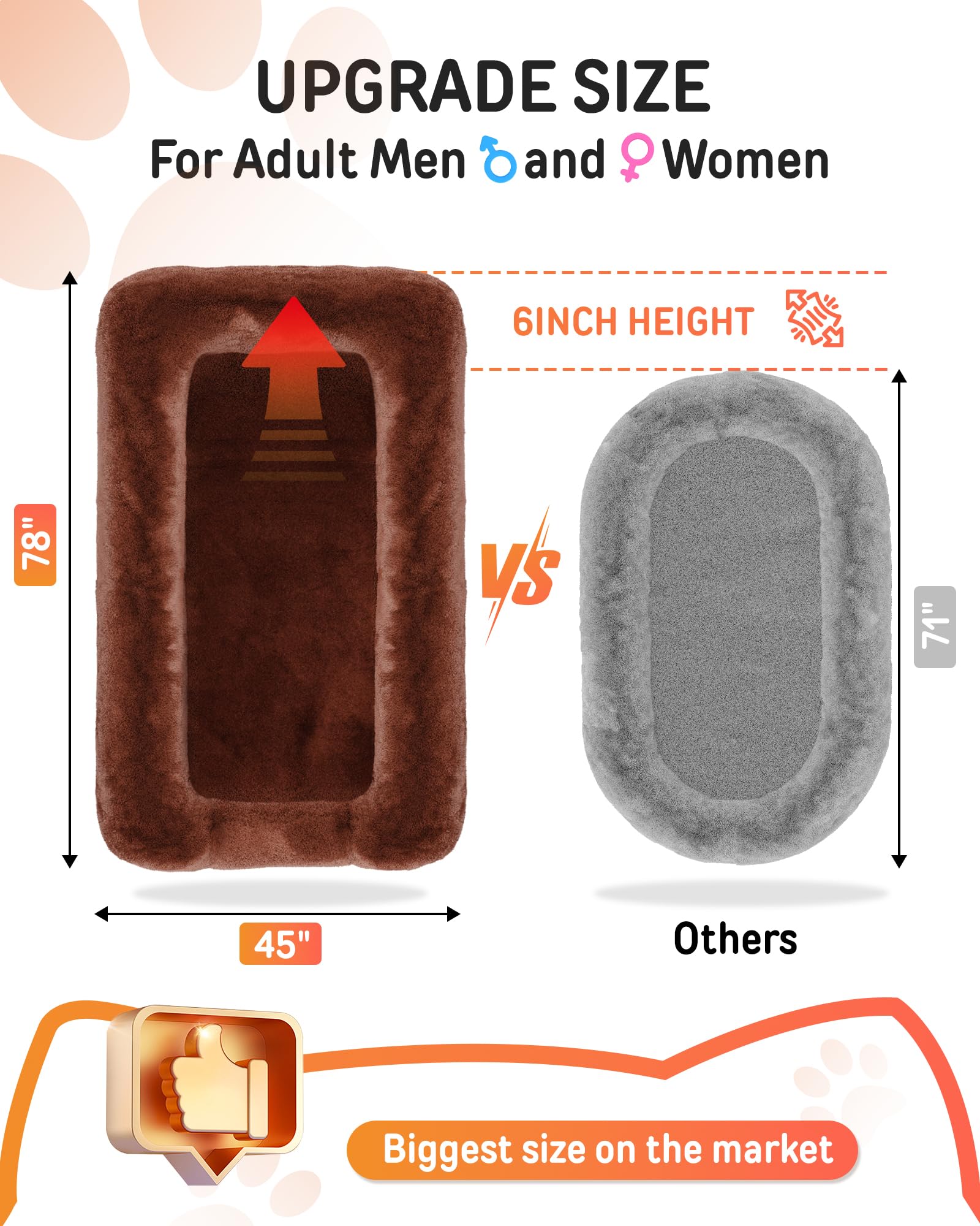 Dog Bed Large Size For Human: Human Dog Bed For People Adult Pet Kids - Human Sized Dog Bed 79'X45'X12' - Dog Human Bed Comfo