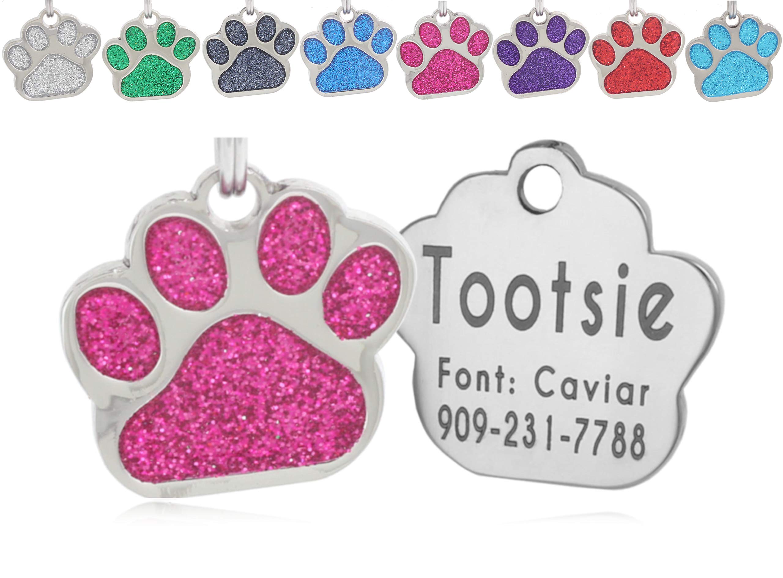 Pet Id Tag, Glitter Paw Bling, Cat Id Tag, Dog Id Tag, Custom Engraved, Dog Name Tag, Cat Name Tag, Dog Tags Personalized, Cat T