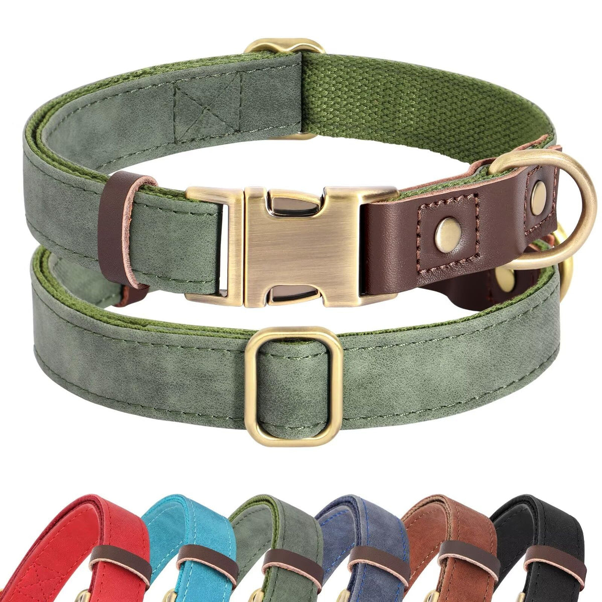 Didog Soft Padded Leather Dog Collar For Large Dogs,Classic Heavy Duty Dog Collars Adjustable With Quick Release Metal Buckle,Gr