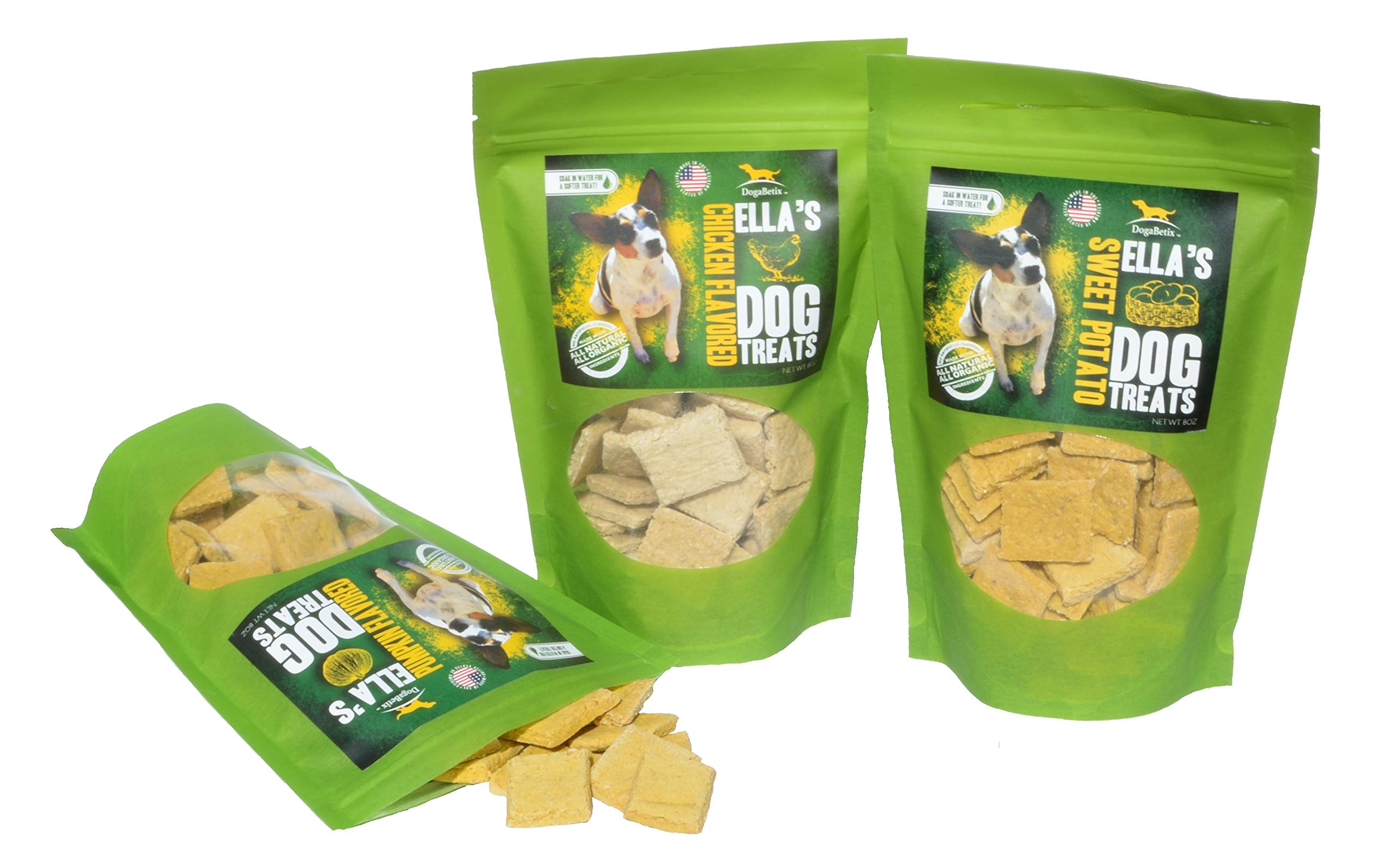 DogaBetix Ellas Diabetic Dog Treats 24 oz - 3 Flavors -Low Glycemic Ingredients - Vet Approved - Made in USA by Owners of Diabe