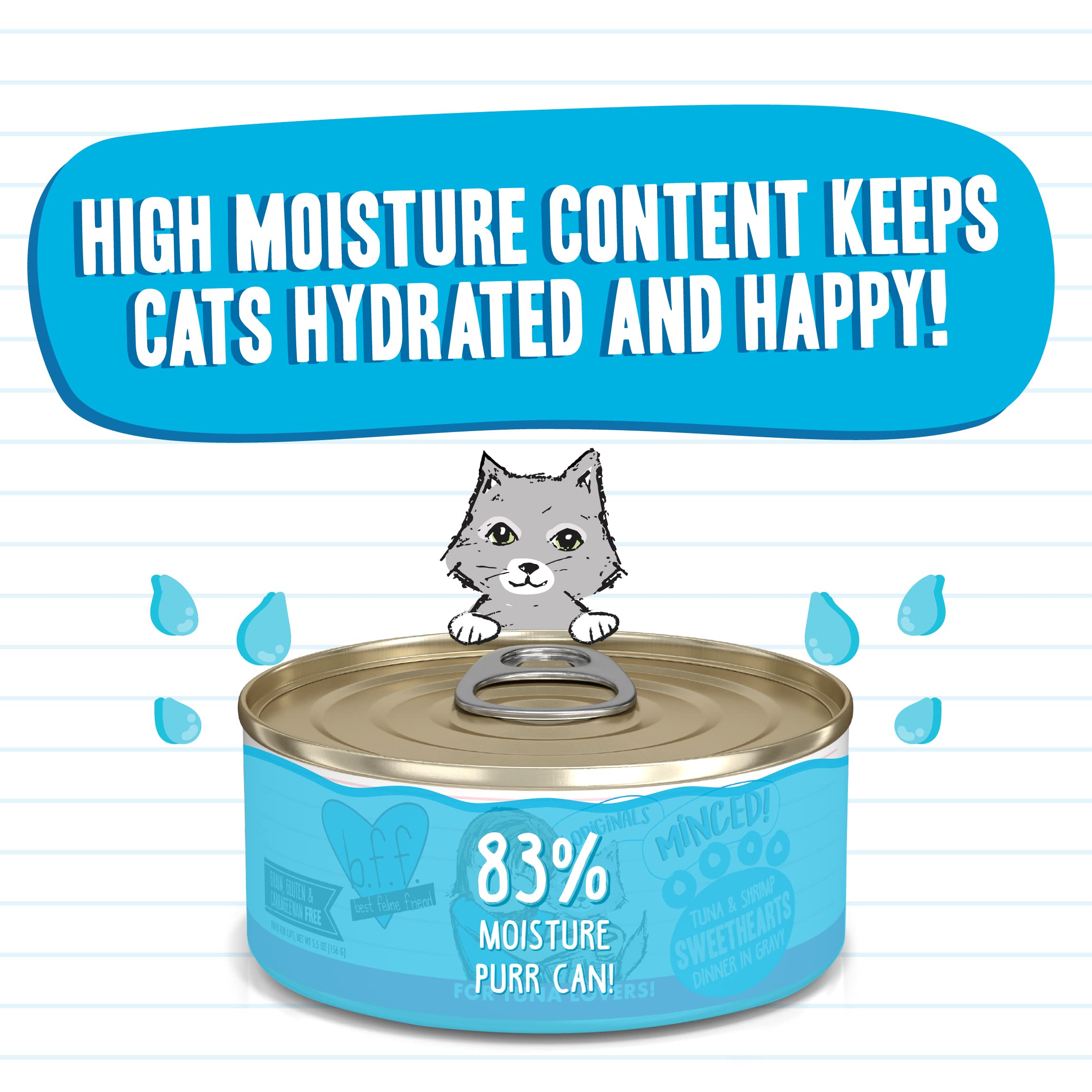 Weruva Best Feline Friend (B.F.F.) Grain-Free Cat Food, Tuna & Shrimp Sweethearts, 5.5-Ounce Can (Pack of 24)