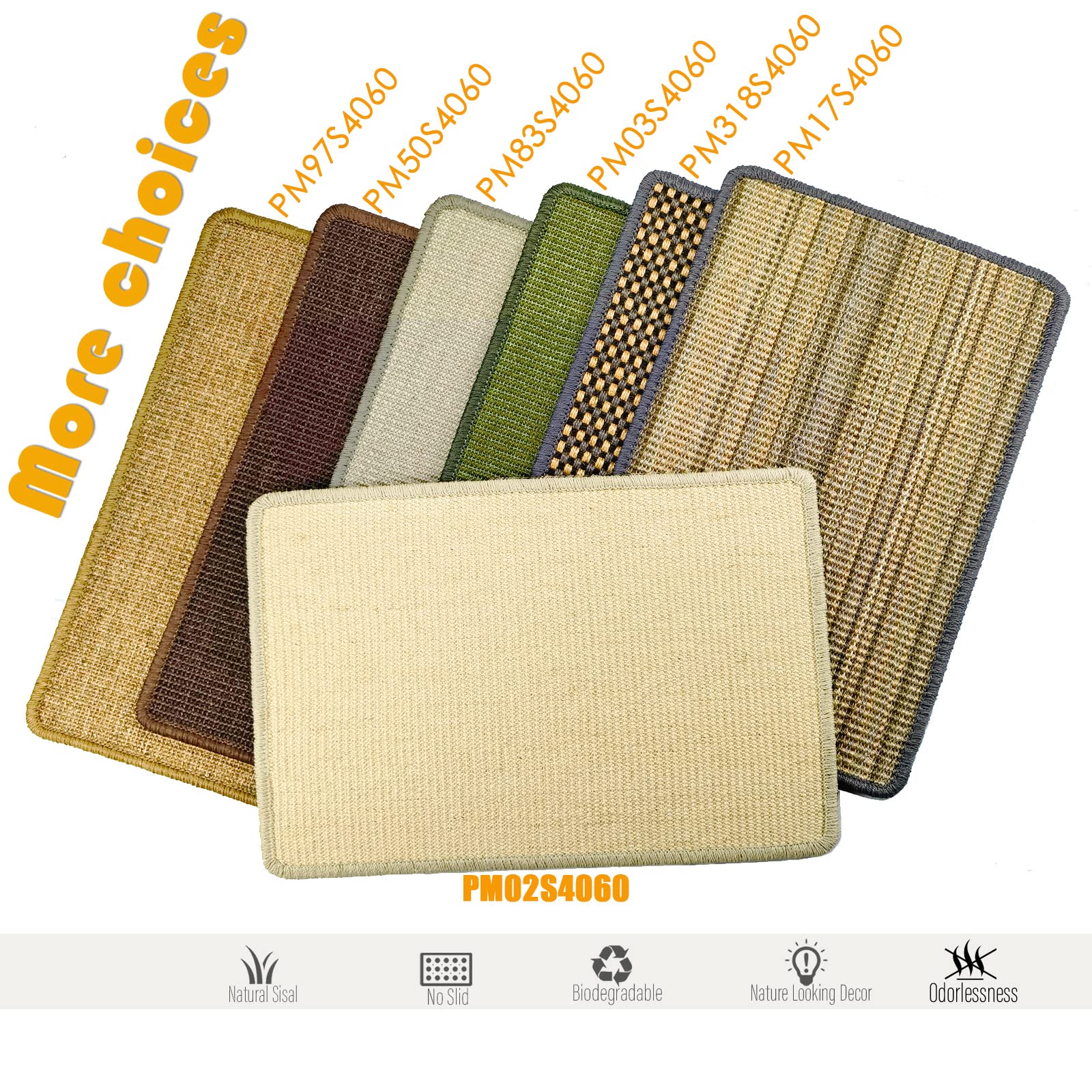 Pethave Cat Scratcher Mat, 23.6x15.7  Natural Sisal Scratching Pad with hook and loop Tape, Stick on Floor and Wall Cat Scratch