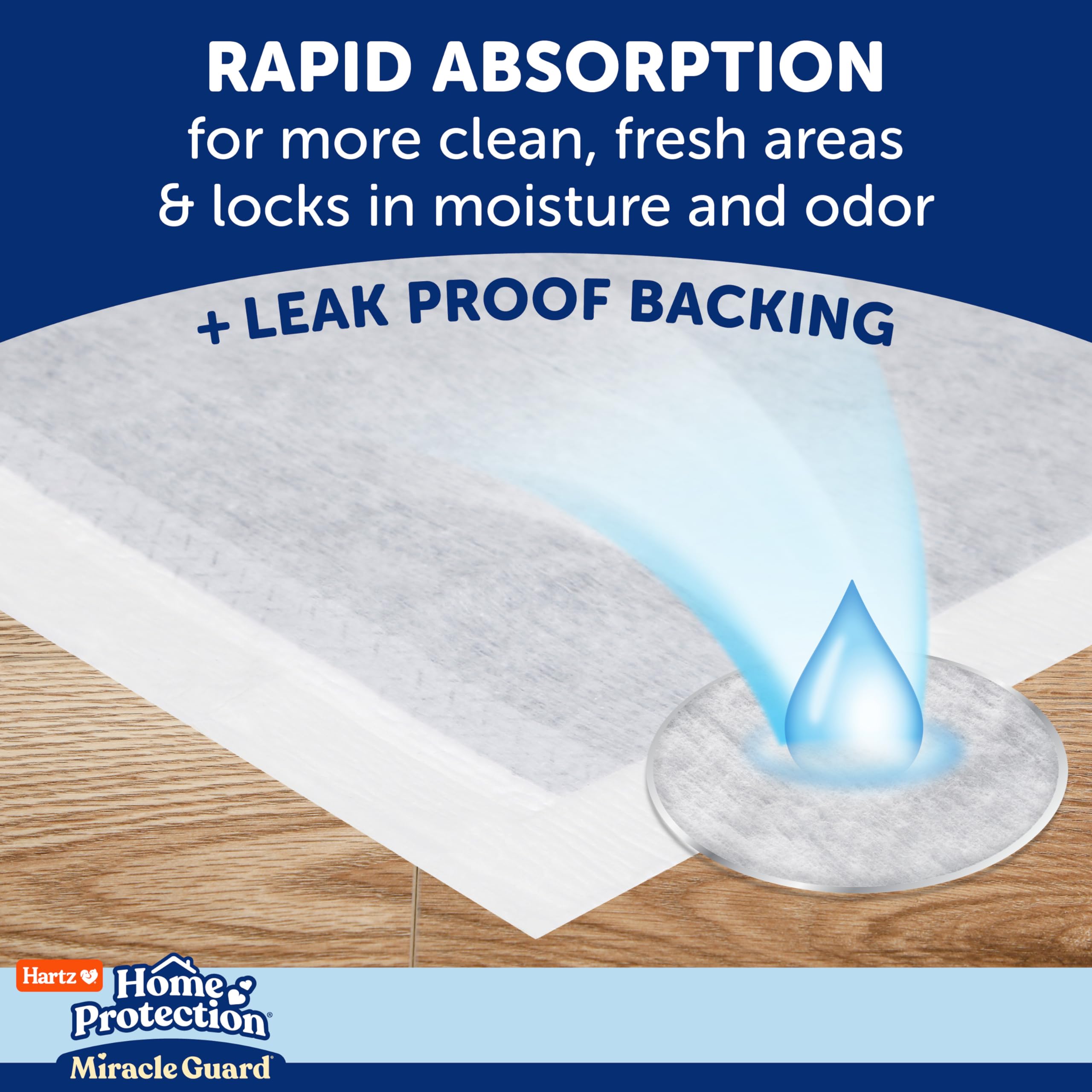 New! Hartz Home Protection Miracle Guard USA Made Dog Pads, Regular Size 50 Count, 3X Absorbency & 3X Longer use, Wont Leak and