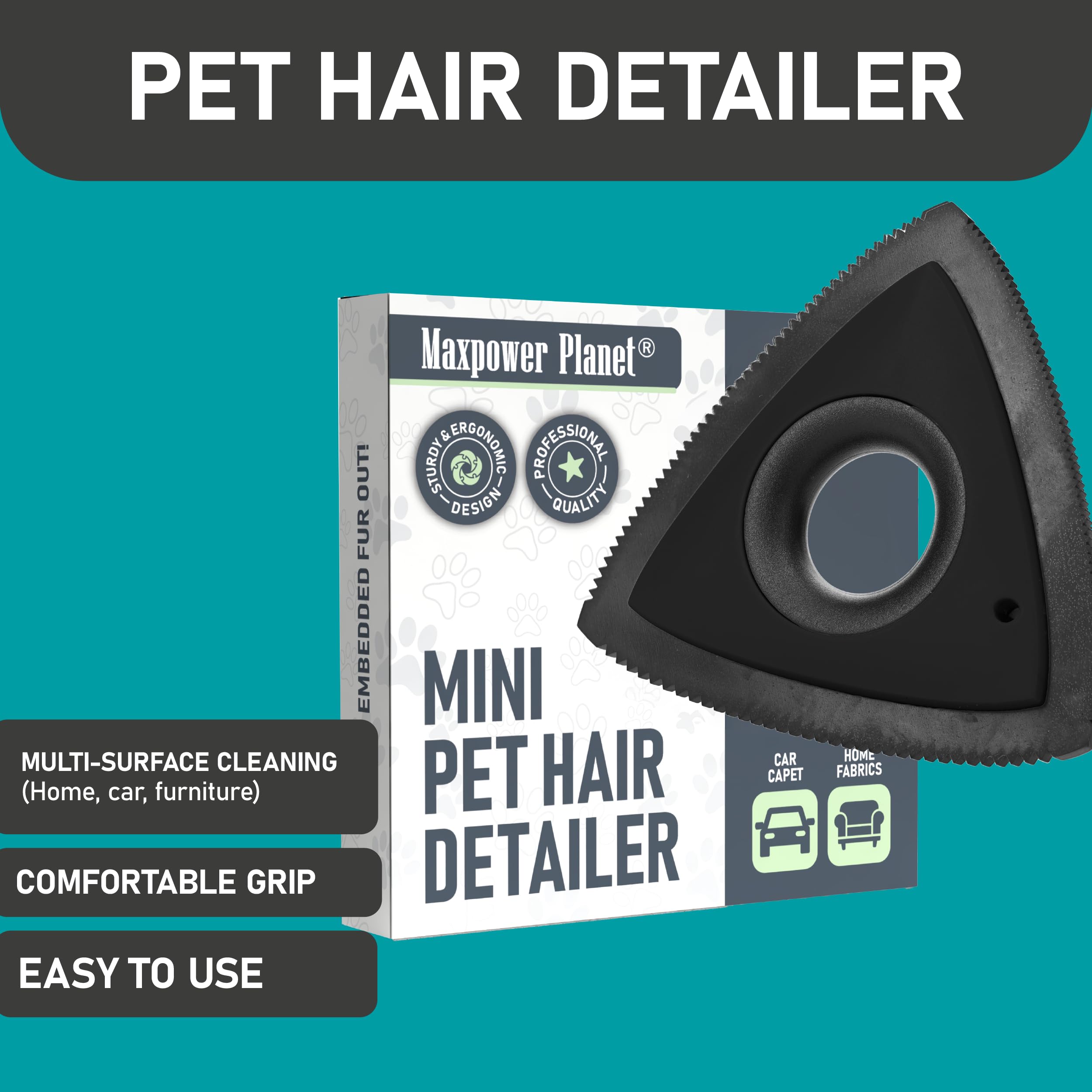 Maxpower Planet Dog Hair Remover, Reusable Fur Remover For Car Carpet, Cleaner Truck Detailing, Easy Use Car Detailing Mini Hair