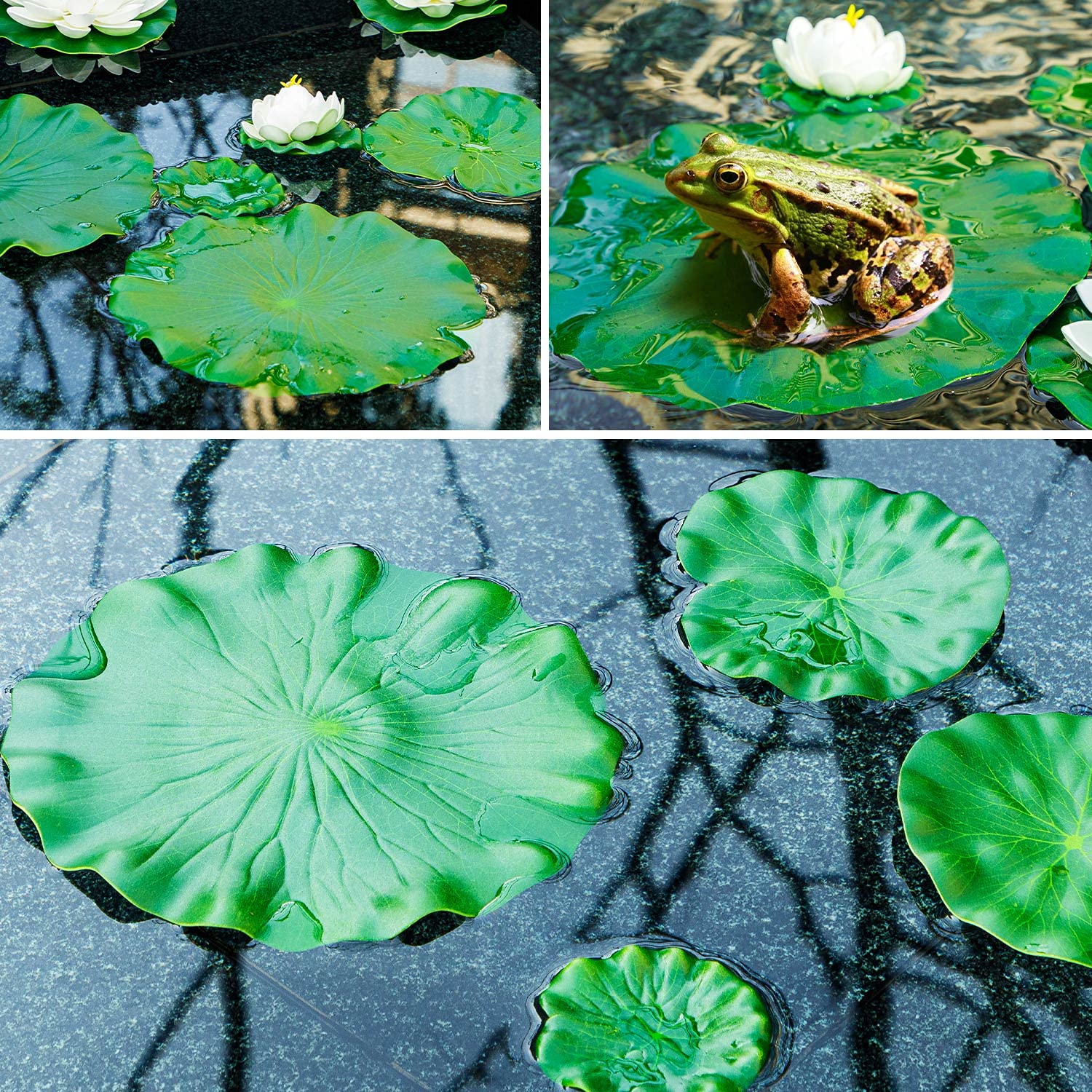 Ffniu 12Pcs Lily Pads For Ponds, Artificial Floating Foam Lotus Leaves, Lily Pads Foliage Pond Decor For Koi Fish Pool Patio Aquarium