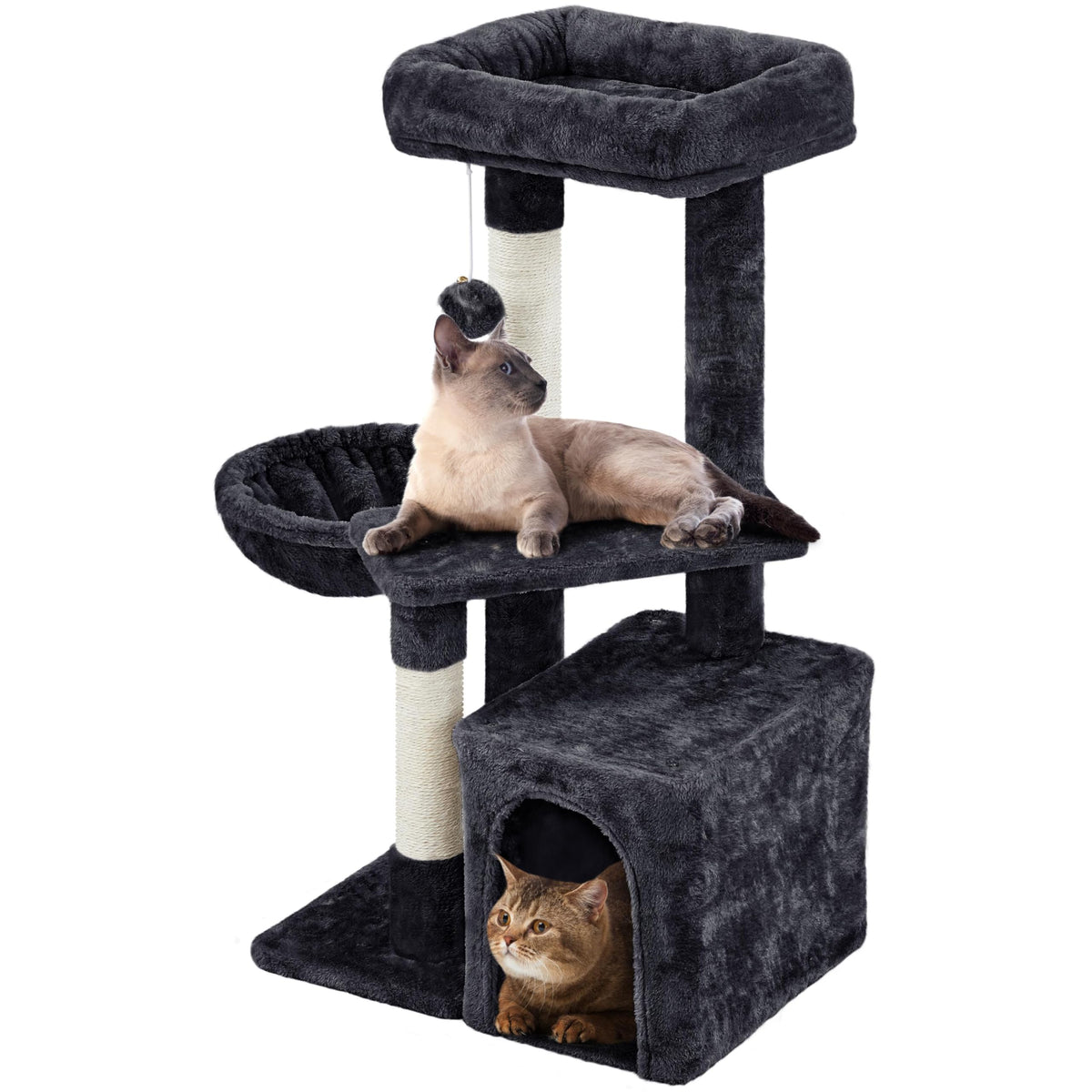 Yaheetech Cat Tree For Indoor Cats, 34In Cat Tower Cat Condo, Cat Furniture Activity Center Cat Bed Furniture W/Dangling Ball For Indoor Cat Kittens