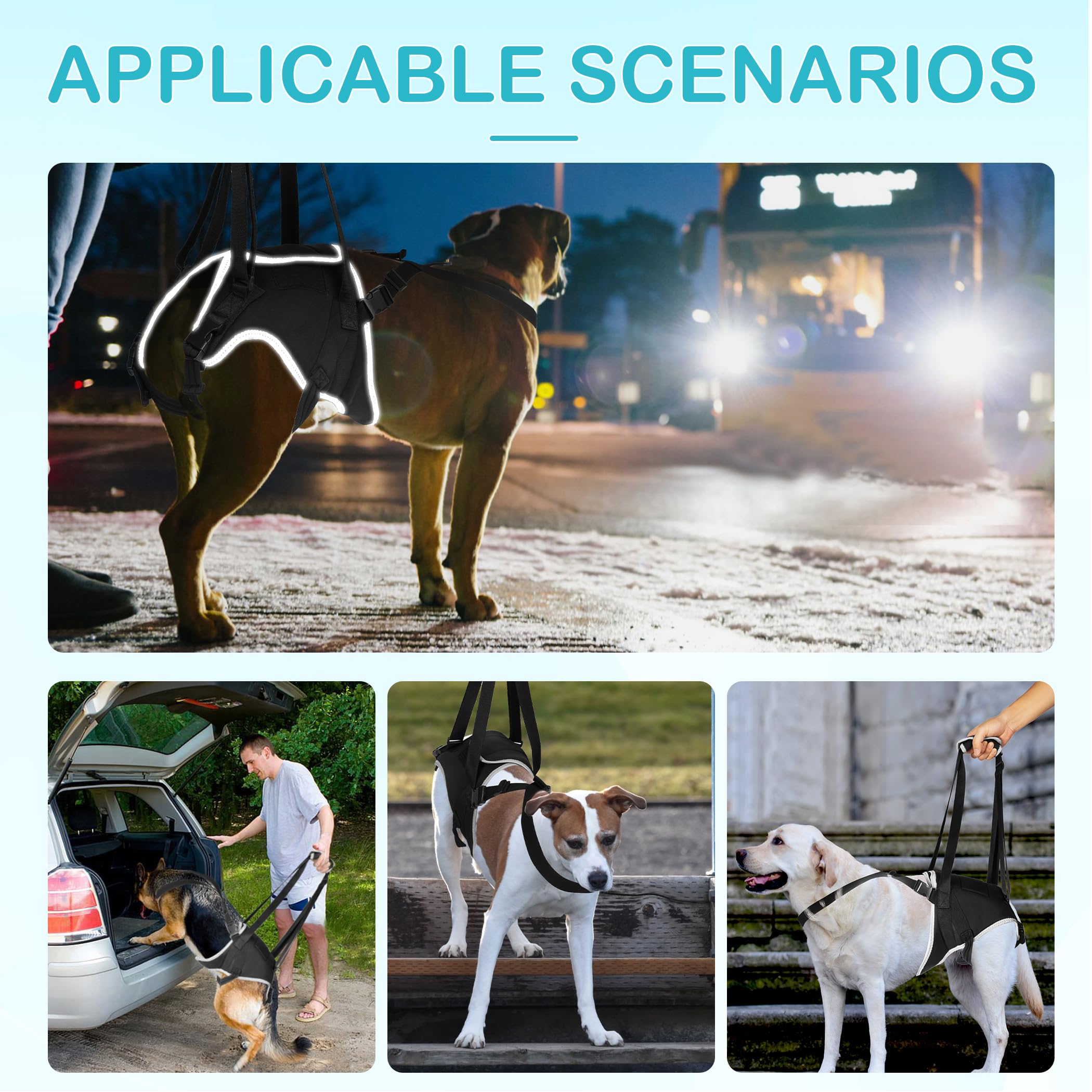 Dog Hip Brace for Joint Pain and Hip Dysplasia, Dogs Hind Leg Lift Harness with Chest Stabilizer Straps, Upgraded Adjustable Ela