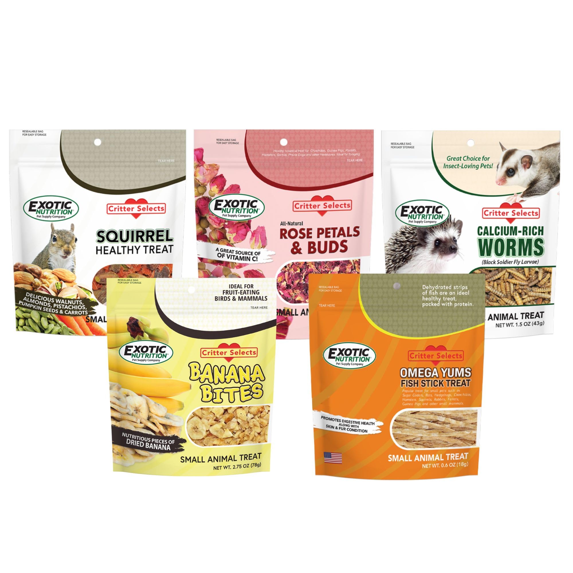 Squirrel Treat Bundle - Natural Healthy Assortment - Fruits, Veggies, Nuts, & Chews - Flying Squirrels, Ground Squirrels, Tree S