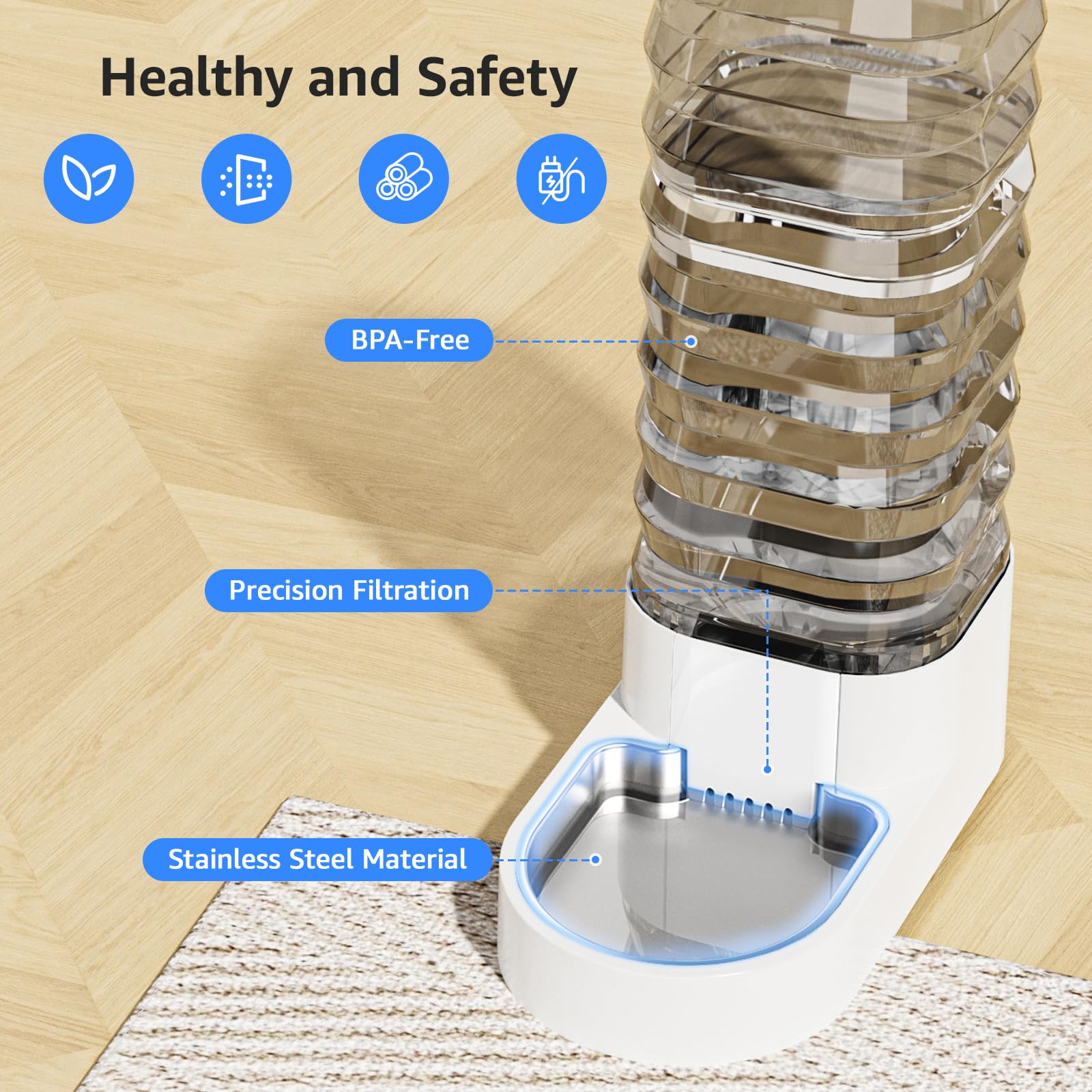 Gravity 8.5L Dog And Cat Water Bowl Dispenser, Automatic Stainless Steel Dog Water Bowl, 100% Bpa-Free, Self-Filling Large Capac