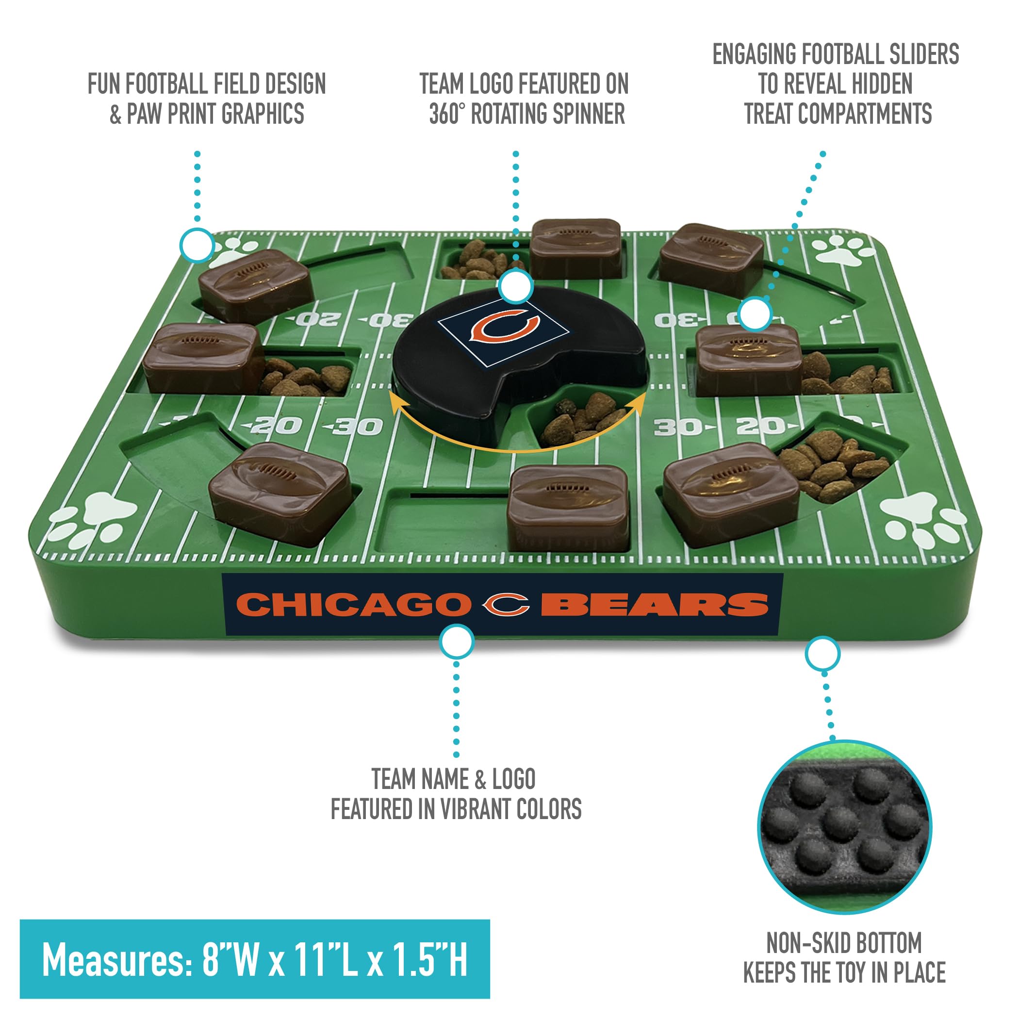 Pets First Nfl Chicago Bears Puzzle Toy, Puzzle Treat Dog Toy, Interactive Dog Treat Toy, Dog Puzzle
