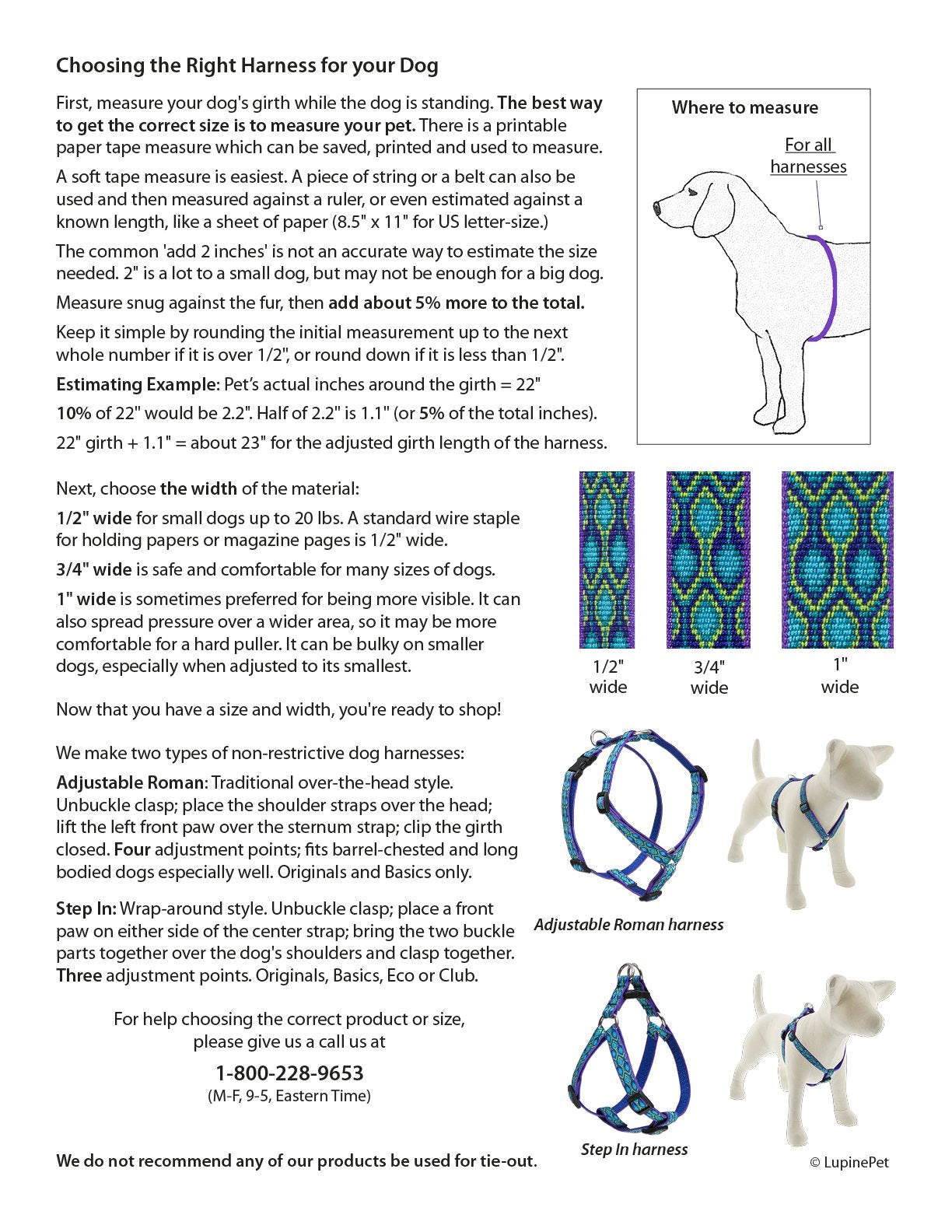 Adjustable Dog Harness By Lupine 3/4'' Wide El Paso Design With 14-24'' Girth