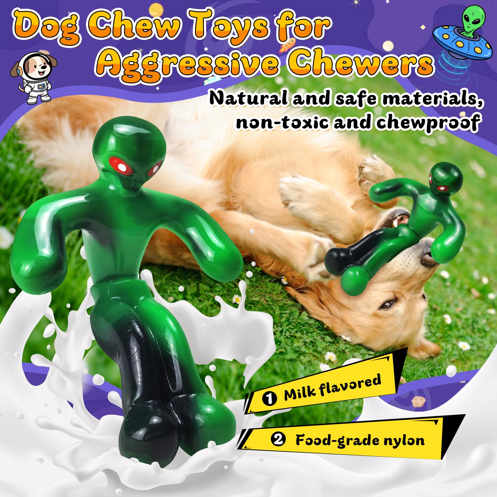 Jeefome Indestructible Dog Toys For Aggressive Chewers:Tough Chew Toys For Medium & Large Breeds-Nylon Dog Bone To Keep Them Bus