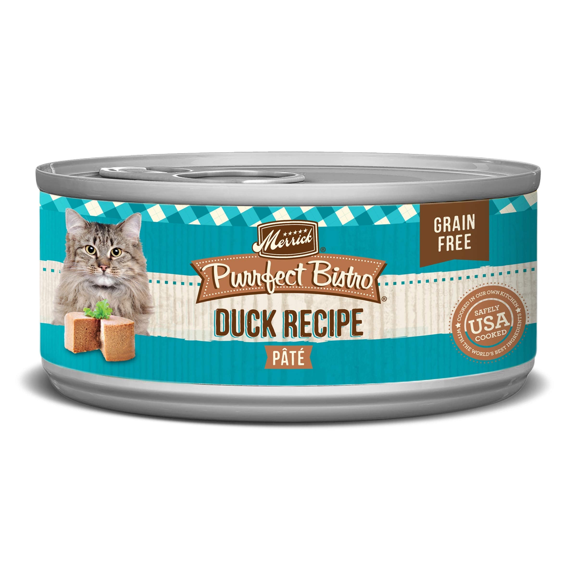 Merrick Purrfect Bistro Grain Free Premium Soft Canned Pate Adult Wet Cat Food, High Protein Duck Recipe - (Pack of 24) 5.5 oz. 