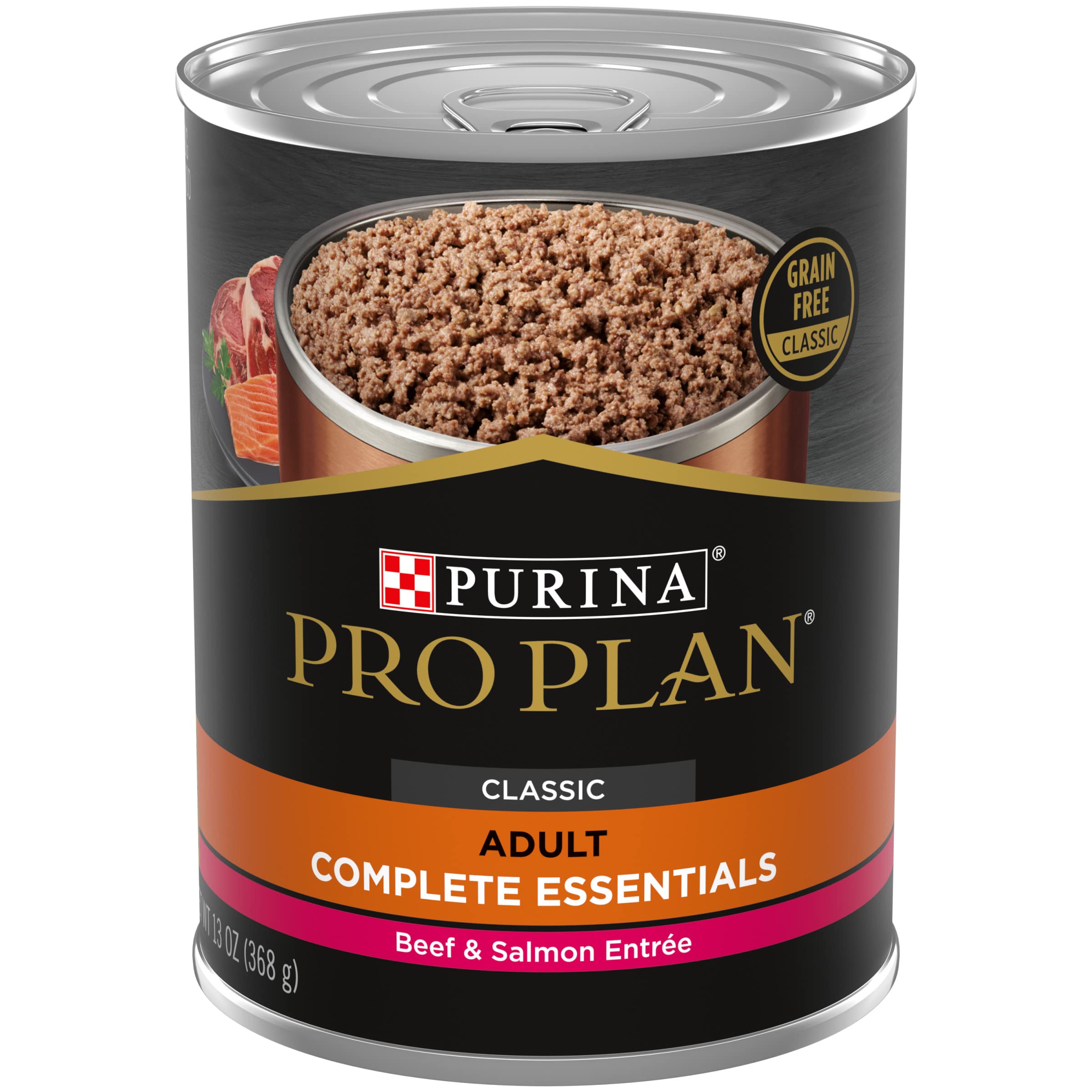 Purina Pro Plan Dog Food Grain Free, Classic Beef and Salmon Entr  e - (Pack of 12) 13 oz. Cans