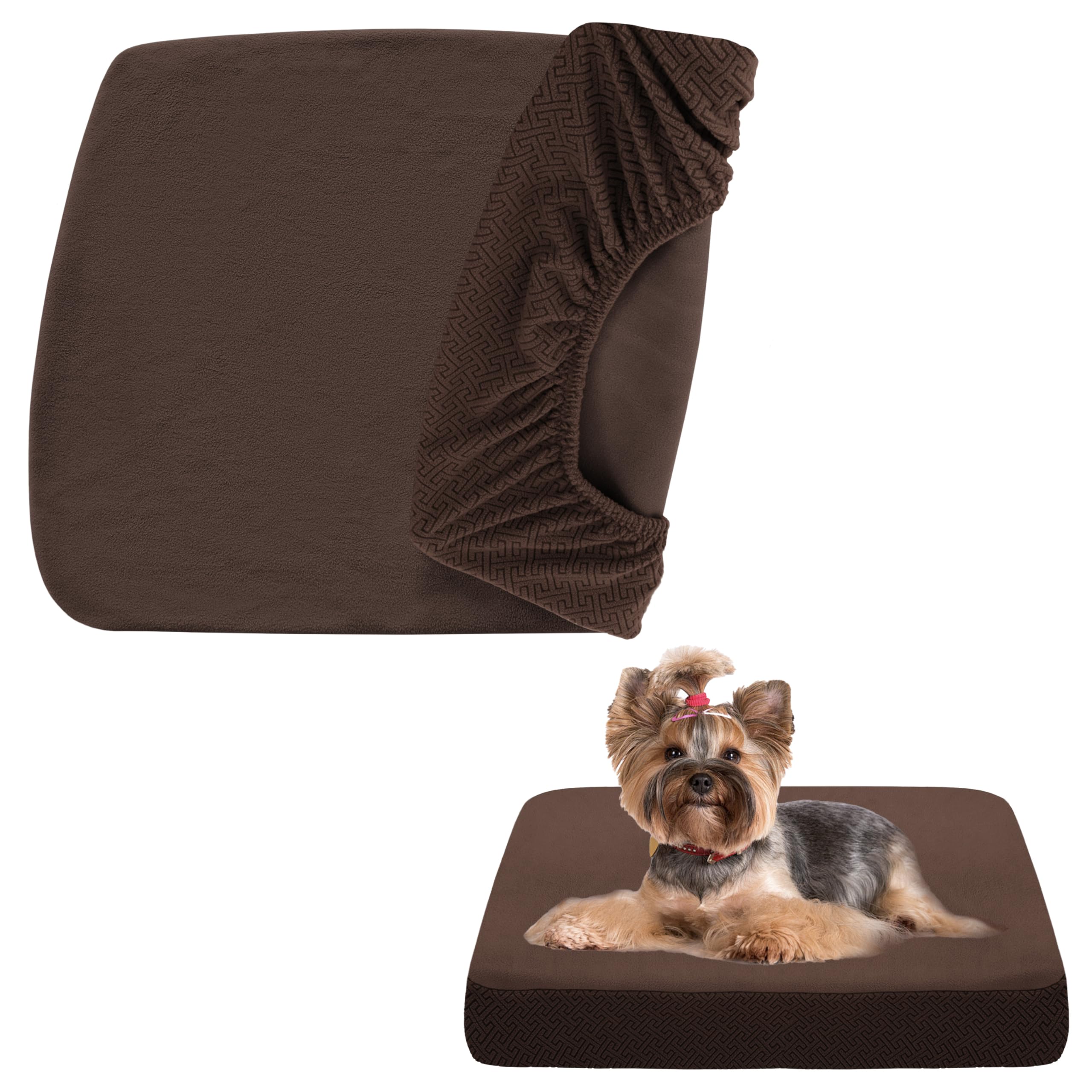 Softown Dog Bed Covers Replacement Washable Dog Bed Waterproof Cover Soft Cover For Dog Cat, Cover Only (Brown, 20X15X6 Inches)