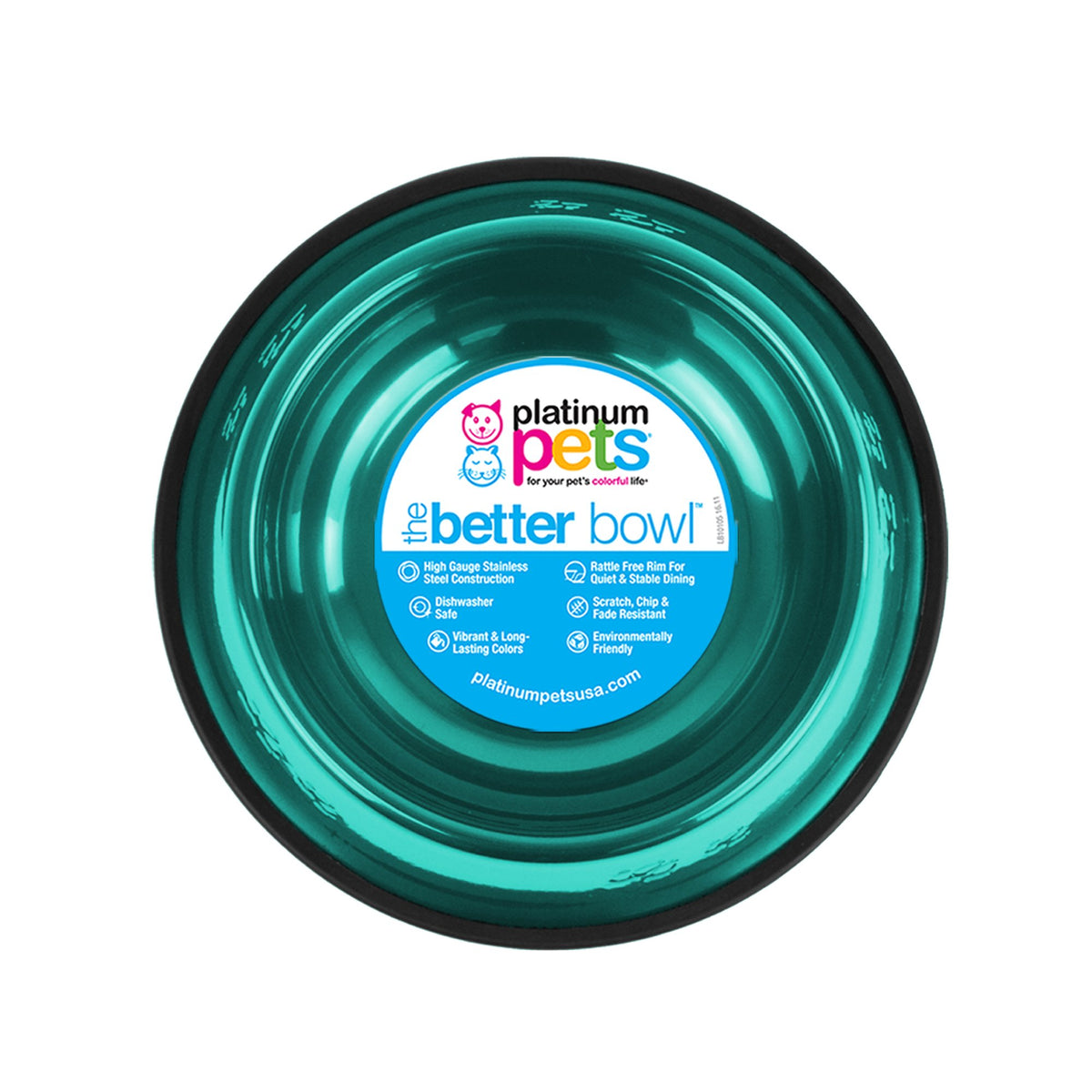 Platinum Pets Non-Tip Stainless Steel Dog Bowl, Caribbean Teal, X-Large