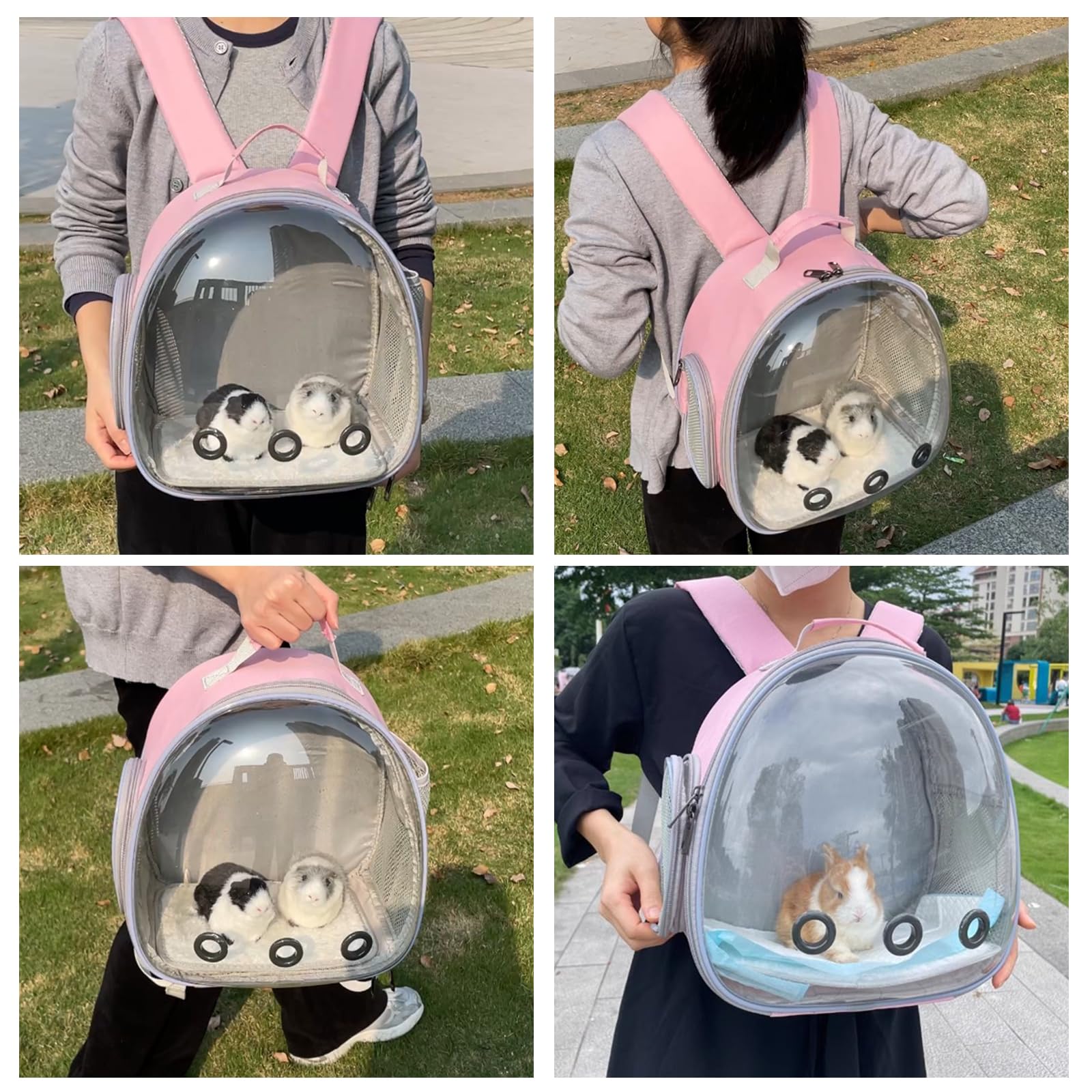 Hcupet Small Animal Carrier Backpack Space Capsule Bubble Window Carrier Backpack For Lizard Guinea Pig (Pink)