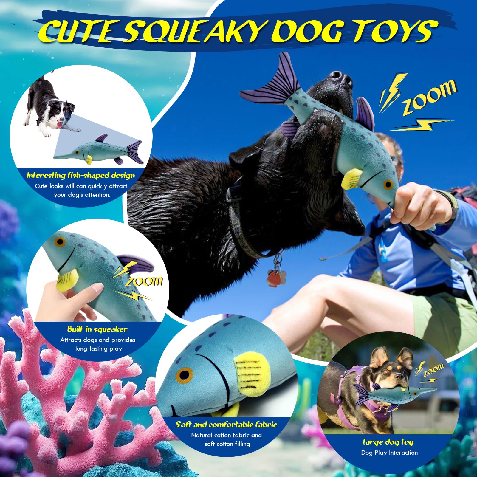 Fuufome Large Squeaky Dog Toys :Plush Soft Dog Chew Toys - Tug of War for Large,Small, Medium,Puppy Breeds-Puppy Toys to Keep Th