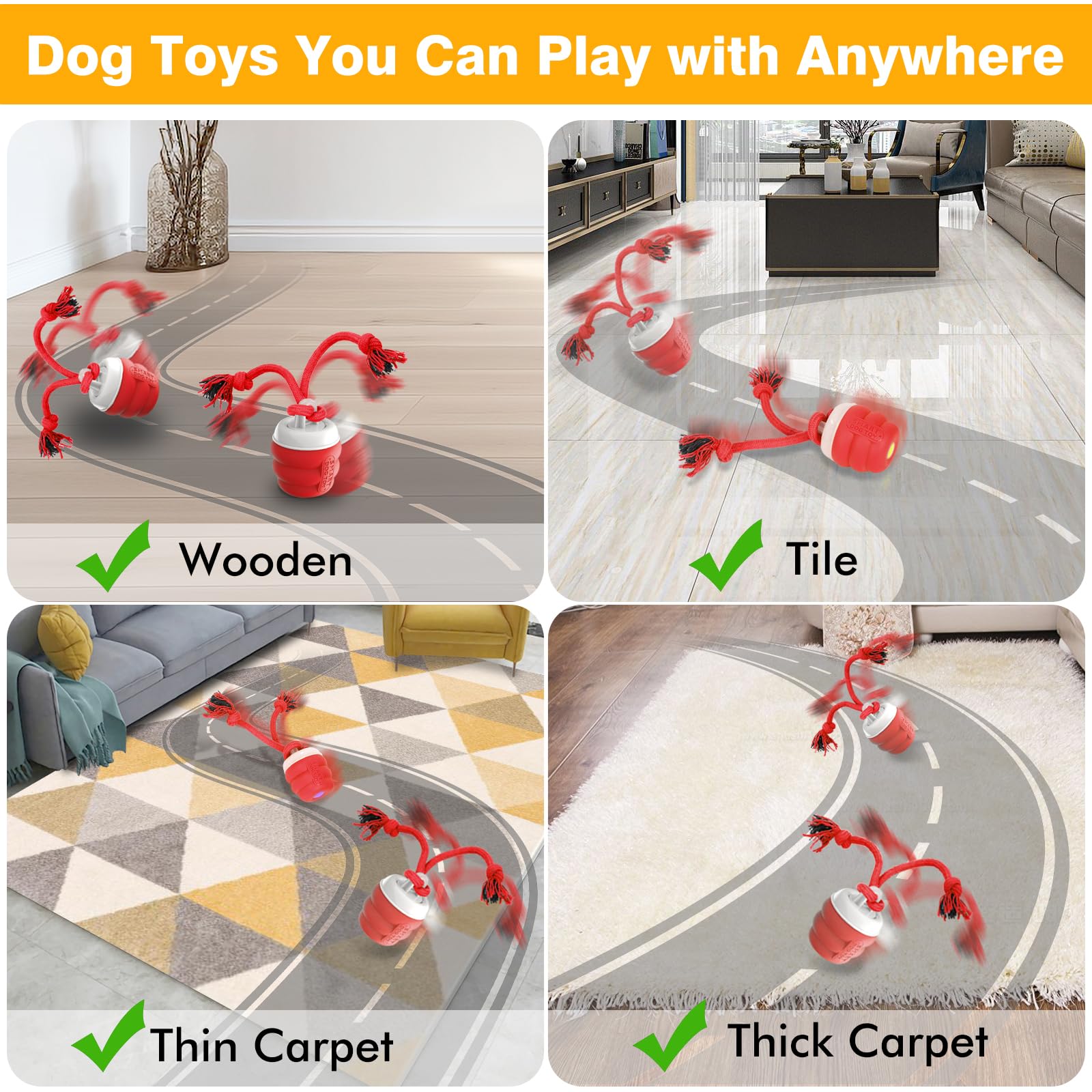 BUPIHUKA Interactive Dog Toys for Boredom- Rechargeable Electric Dog Balls, Dog Toys to Keep Them Busy, Automatic Moving Dog Pro