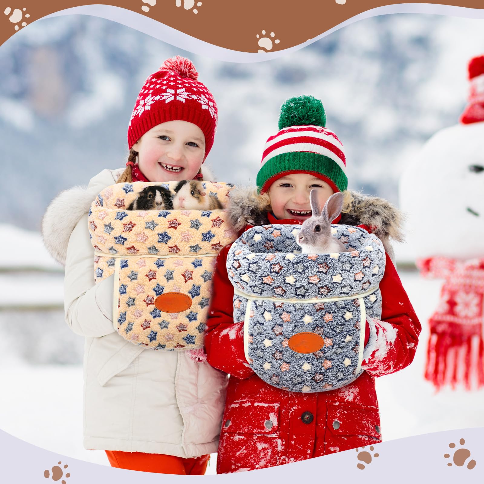 Wenqik 2 Pcs Guinea Pig Hideouts Washable Bunny Bedding Cuddle Warm Small Pet Sack Supplies Portable Pet Carrier Cage Nest Guine