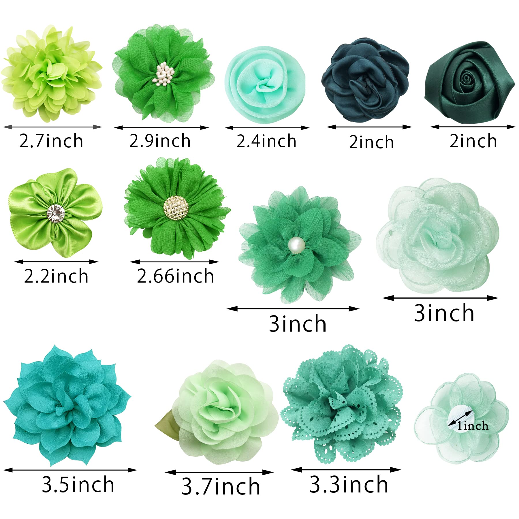 Pet Show 12Pcs Green Dog Collar Bows And Flowers Attachment For Girls Boys Puppies Cats Small Medium Dogs Collars Embellishment Decor For Wedding Birthday Parties Grooming Accessories