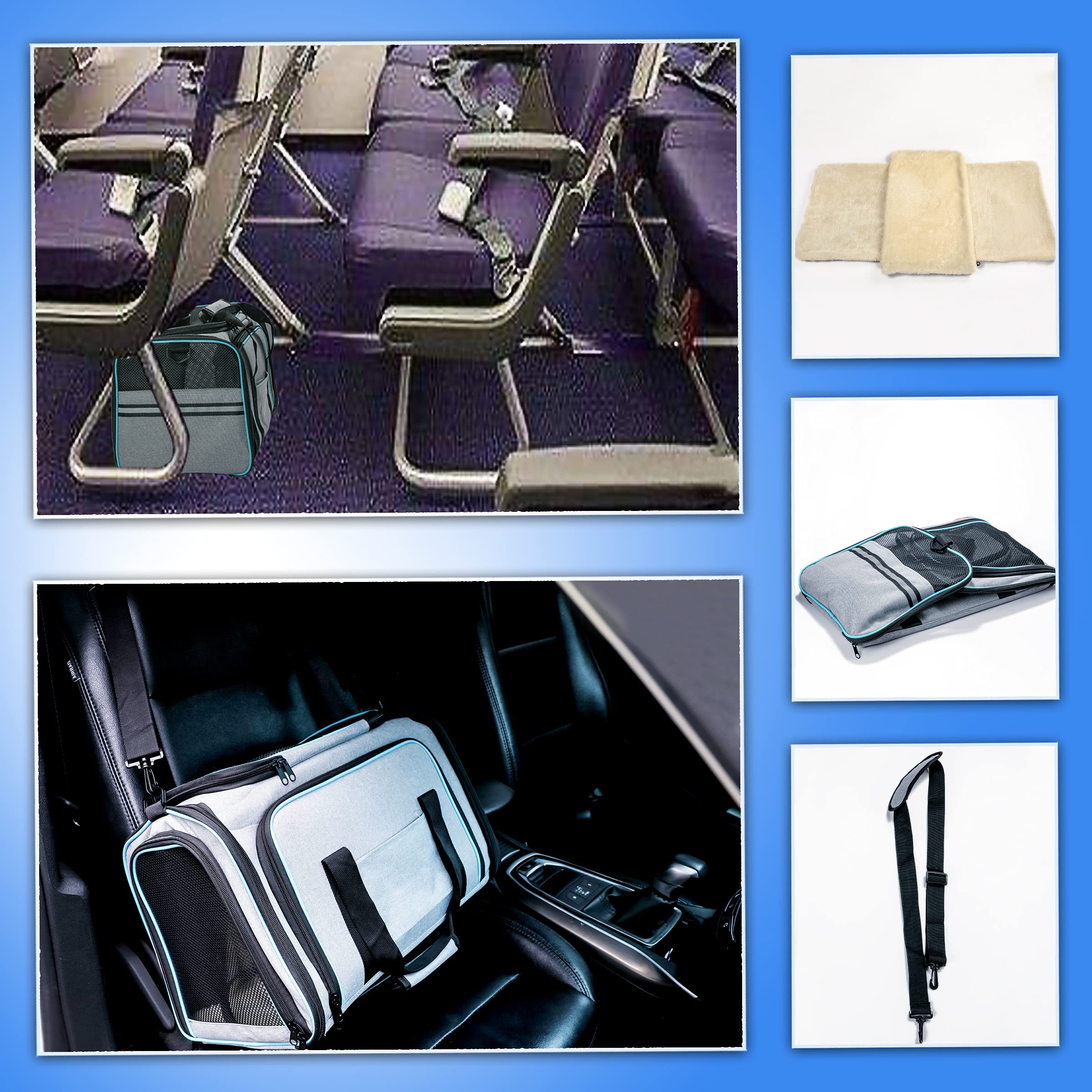 Cat Dog Carrier - Airline Approved Expandable Soft-Sided Pet Carrier With Removable Fleece Pad And Pockets, For Cats/Puppy And S