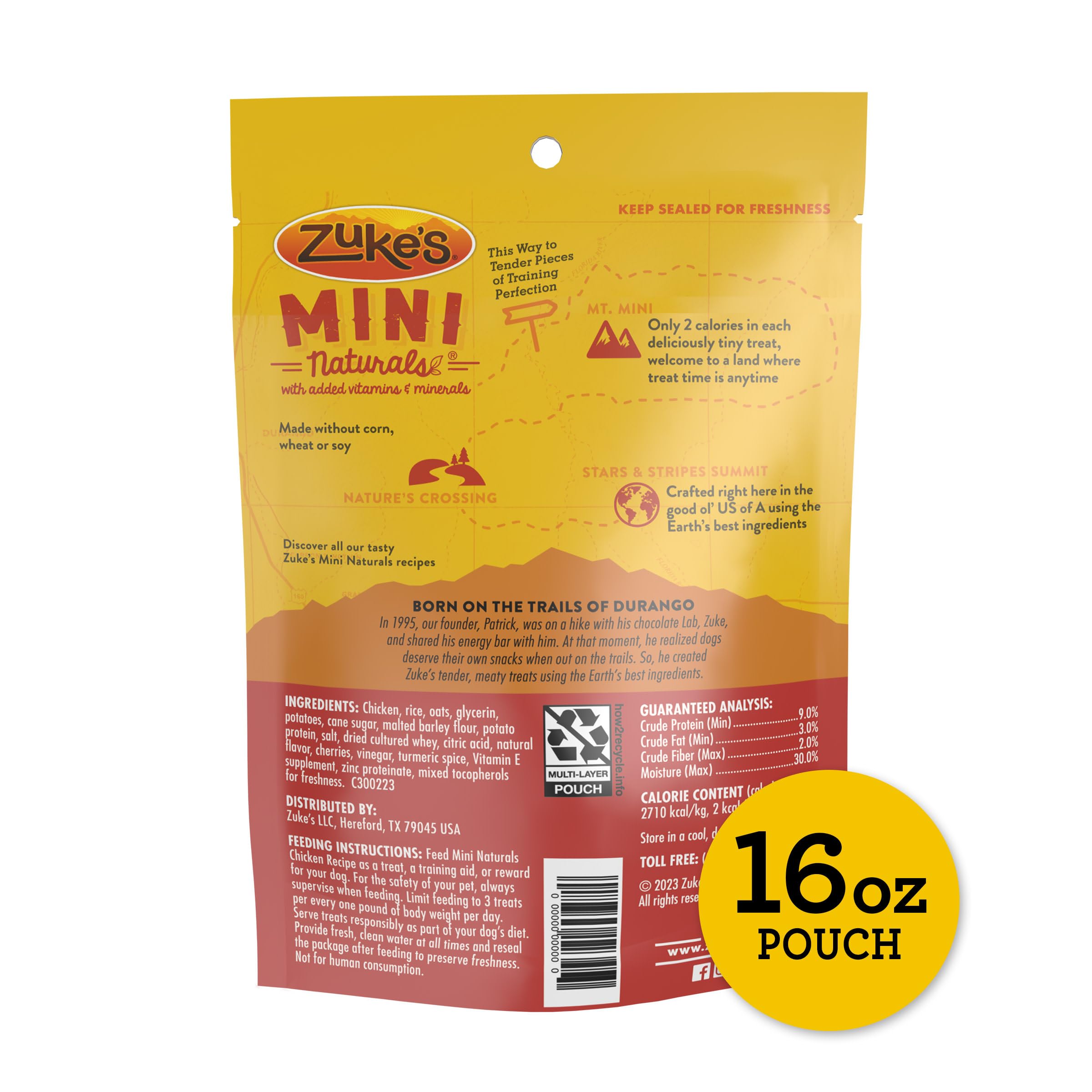 Zukes Mini Naturals Dog Training Treats for Dogs of All Sizes, Pet Treats made with Real Chicken, 16 oz. Resealable Pouch - 16 o