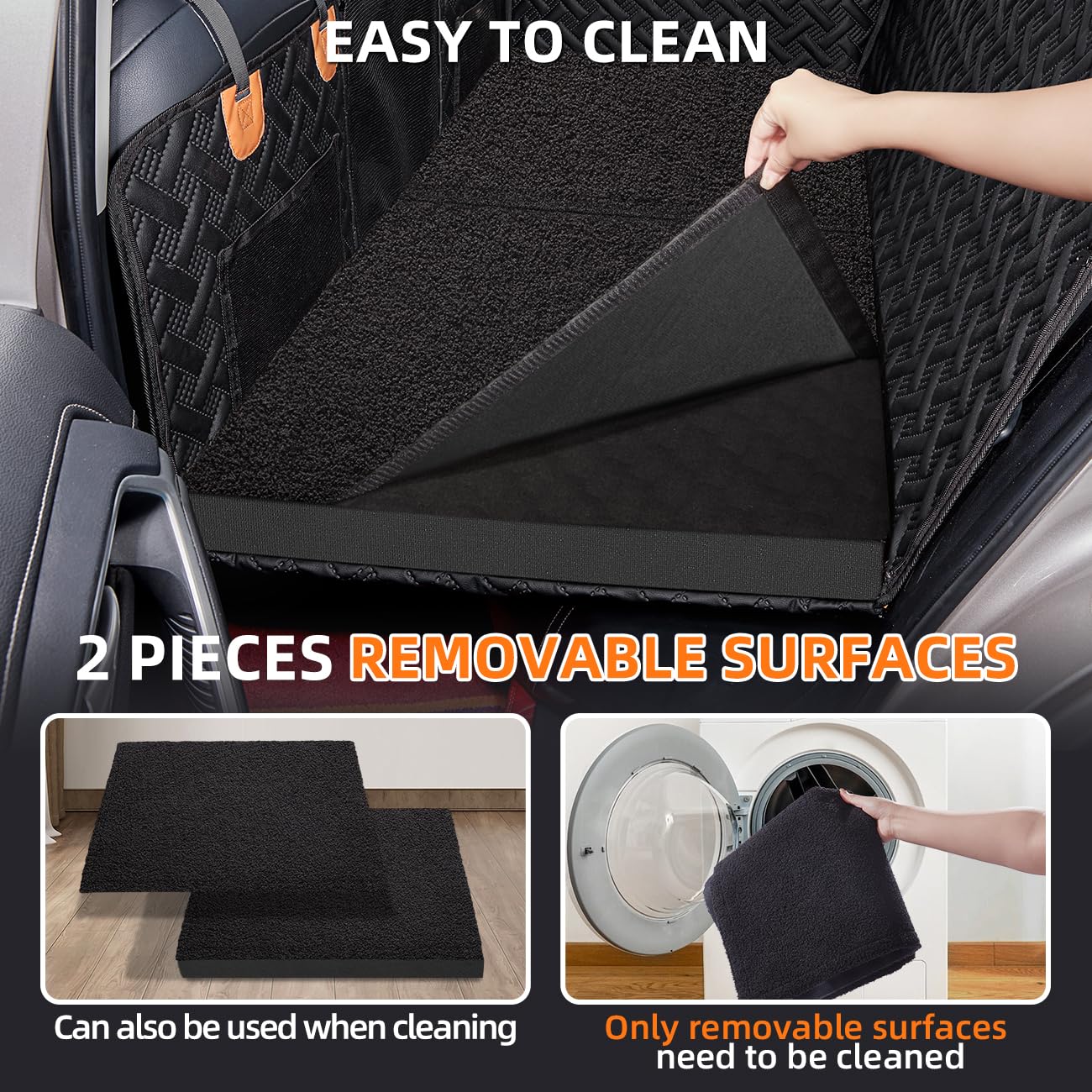 Maxfut Dog Bed For Car Back Seat Extender,Waterproof Large Dog Mat For Seat Cover Back Seat,Washable Pet Bed For Car Hammock(Bla