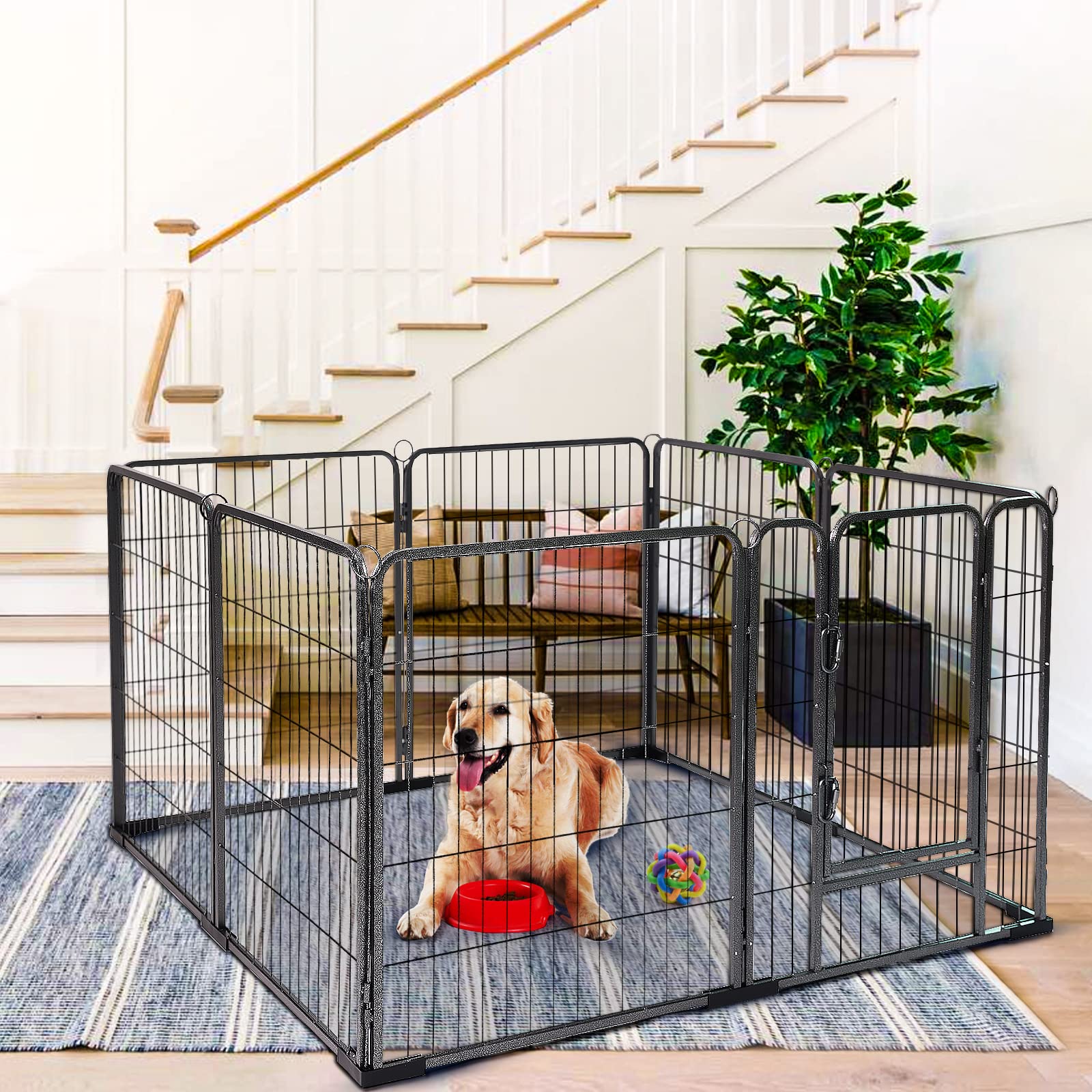 Medehoo 8 Panels Dog Playpen Dog Exercise Pen Heavy Duty Dog Fence Portable Puppy Cats Rabbits Playpen Indoor Outdoor (8 Panels,