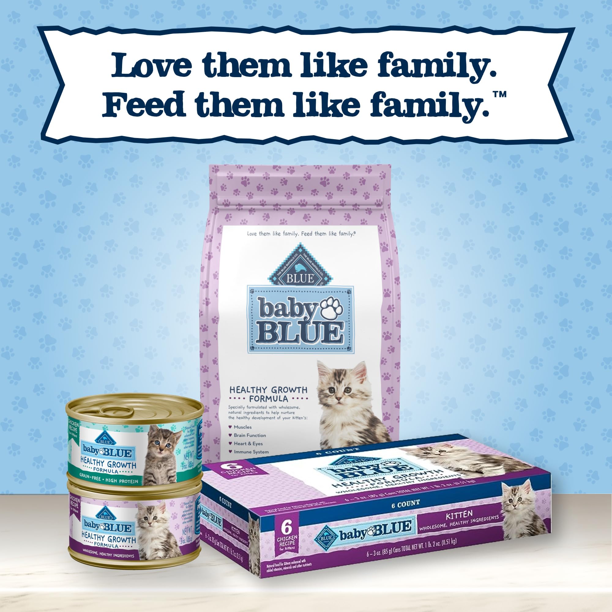 Blue Buffalo Baby BLUE Natural Kitten Dry Cat Food, Healthy Growth Formula with DHA, Chicken and Brown Rice Recipe, 2-lb. Bag