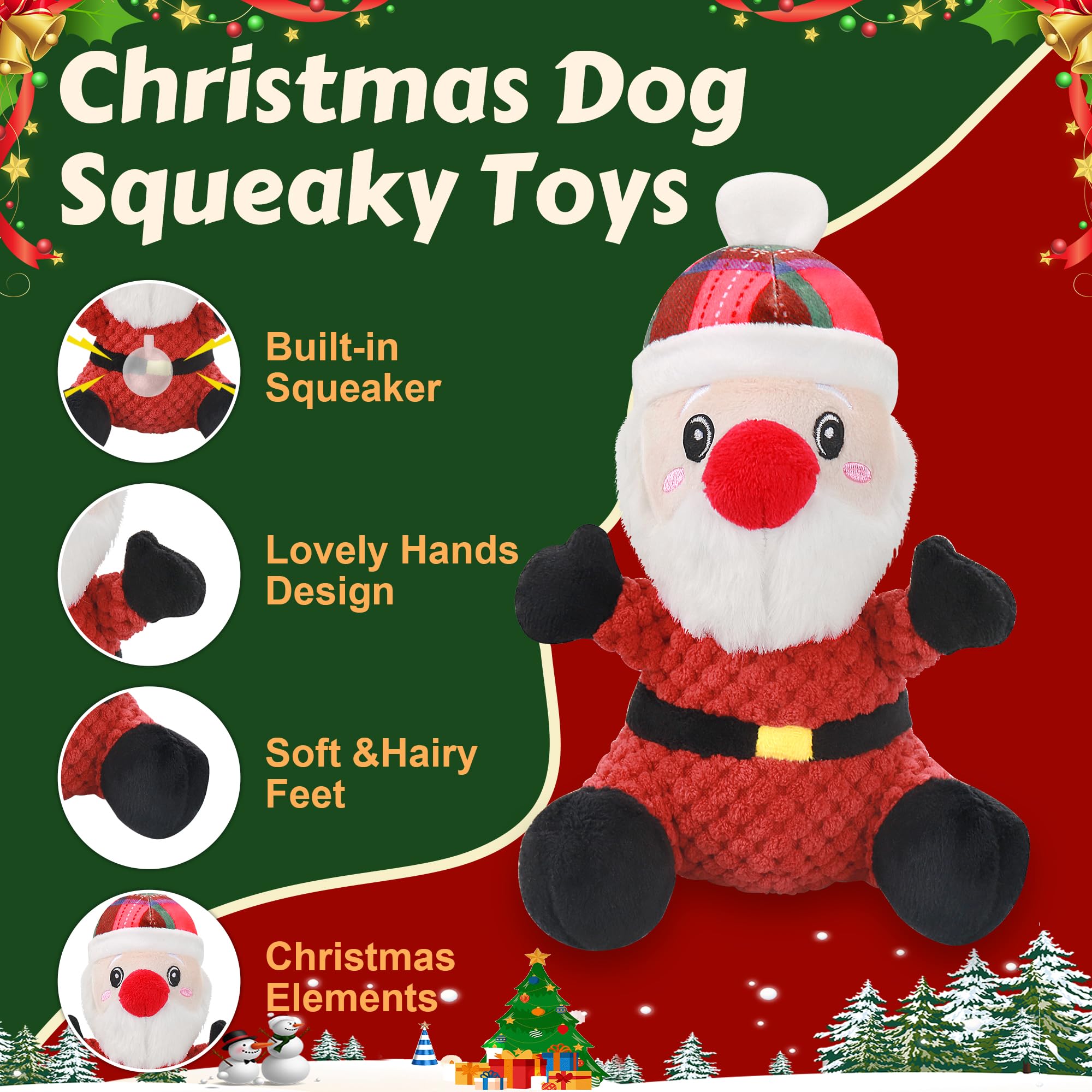 Newget Squeaky Dog Toys, Dog Chew With Crinkle Paper For Puppy, Small, Medium, Large Dogs, Interactive Pet Holiday Toys For Trai