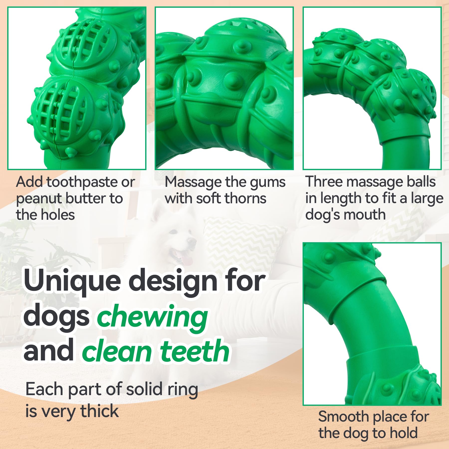 DAOZIJI Indestructible Dog Chew Toys for Aggressive Chewers, Super Dog Chewer Toys for Medium Large Dogs, Interactive Dogs Ring
