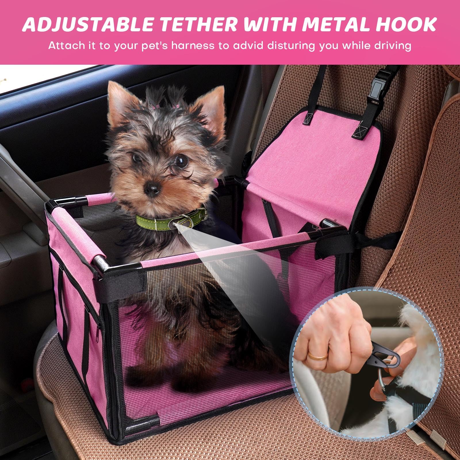 Genorth Dog Car Seat Pet Booster Seat Pet Travel Safety Car Seat For Medium Dogs Up To 20Lb,Breathable Folding Washable Travel Bags For Dogs Or Other Small Pet