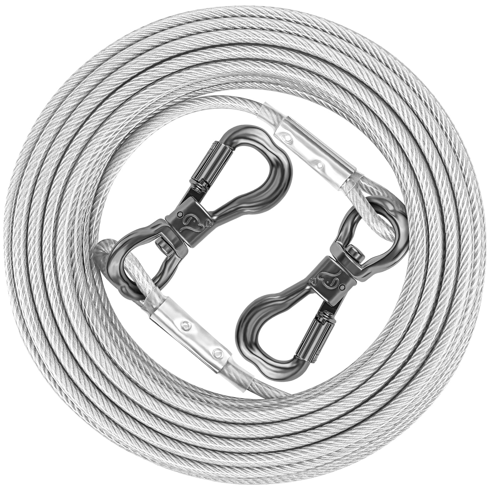 Xiaz 15Ft Tie Out Cable For Dogs, Long Dog Leads For Yard 8/10/15/20/30/50Ft, Heavy Duty Pet Runner Tether Chain Outside For Sma