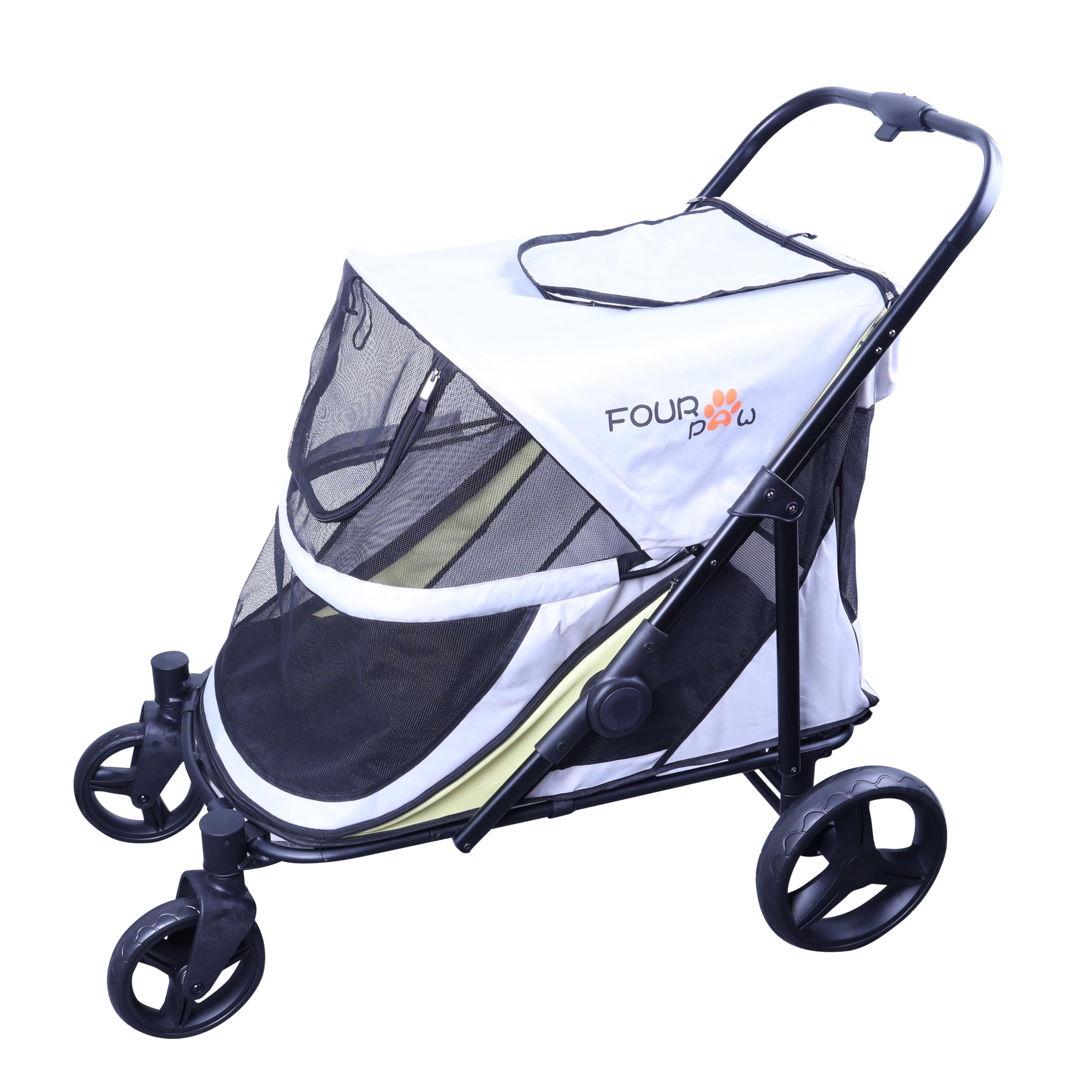FOURPAW Dog Stroller for Medimu/Large Dogs - Easy Fold Dual Entry Pet Stroller with One-Foot Brake,Ideal up to 80 lbs.