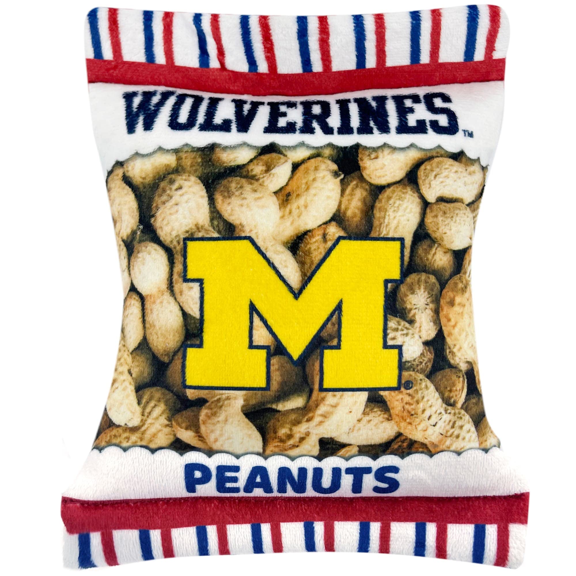 Pets First Ncaa Michigan Wolverines Crinkle Fine Plush Dog & Cat Squeak Toy- Cutest Stadium Peanuts Snack Toy For Dogs & Cats Wi