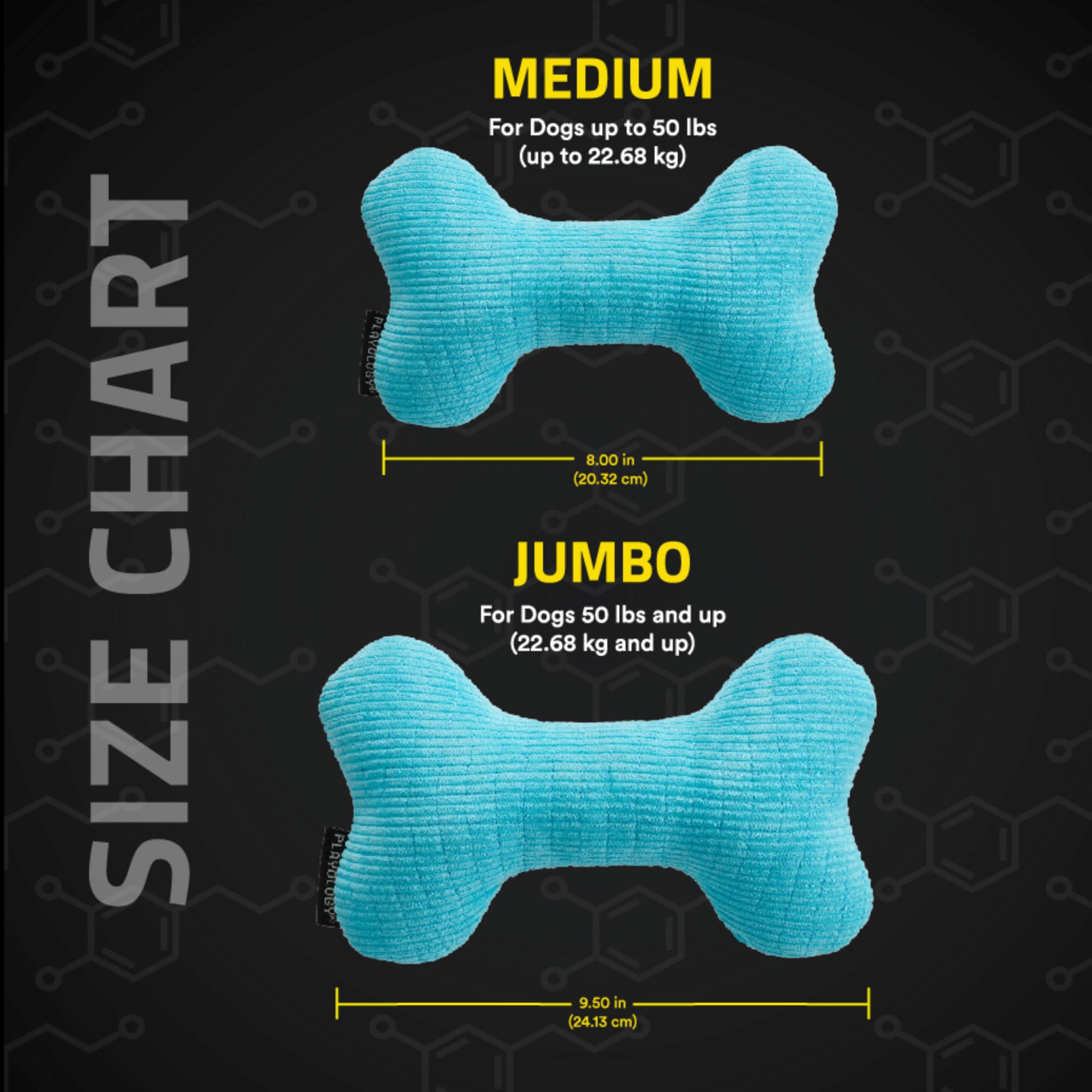 Playology Dog Toys | Plush Squeaky Bone Chew Toy for Dogs | Jumbo Peanut Butter Scented Toy - Easy to Clean and Made from Non To