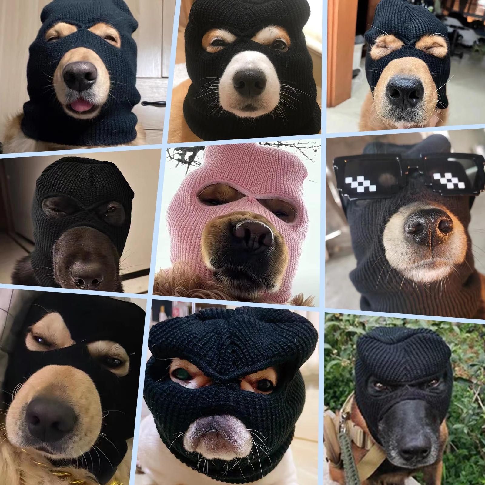 Howwfaly Dog Halloween Christmas Costume Dog Ear Muffs Noise Protection Knitted Dog Ears Warm Hats Dog Robbers & Thieves Mask Fu